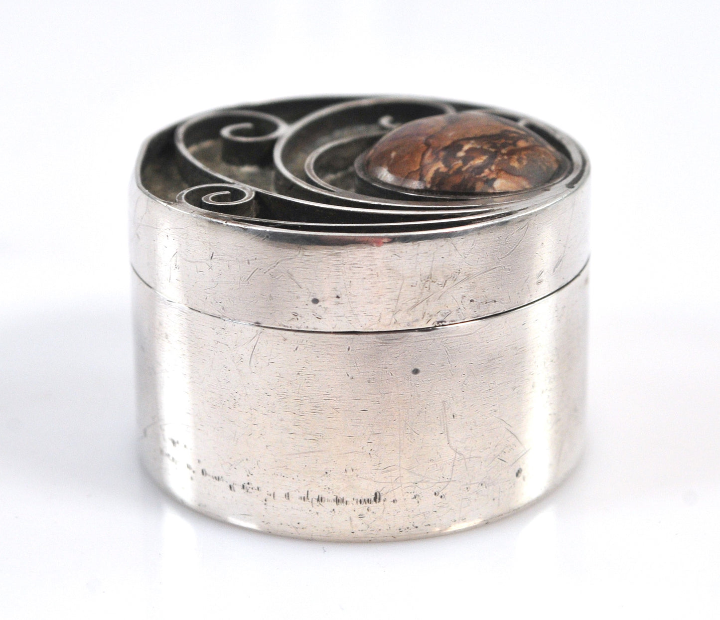 Heavy Vintage Signed Sterling Silver Pill Box