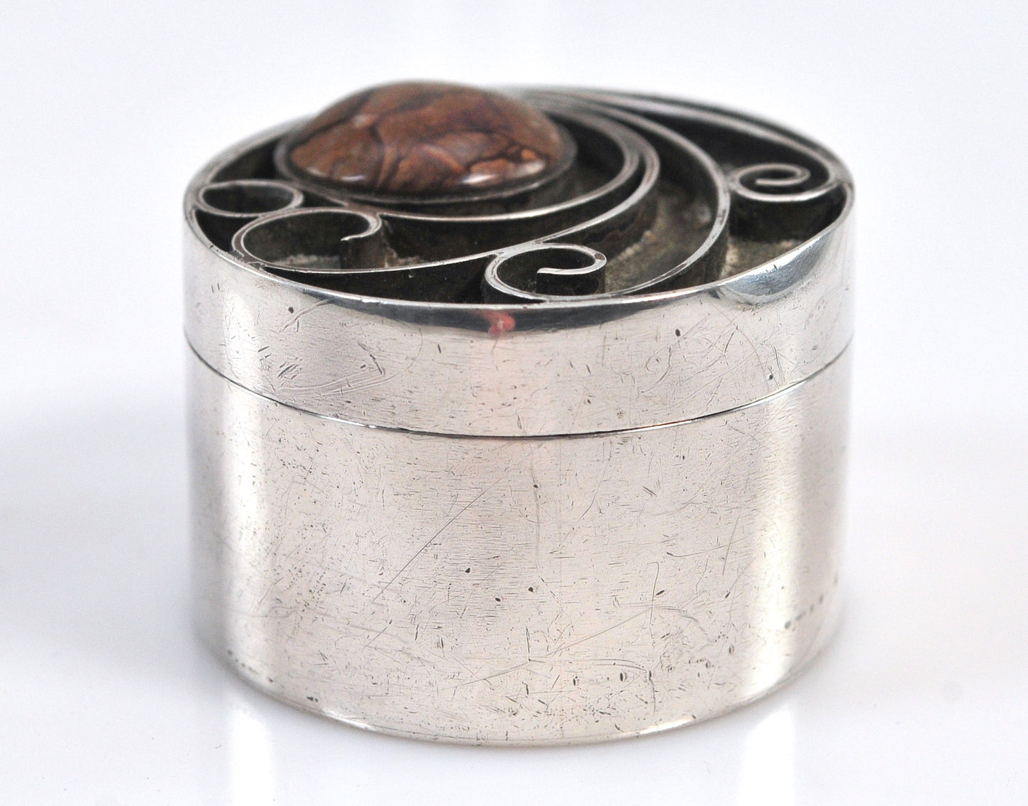 Heavy Vintage Signed Sterling Silver Pill Box