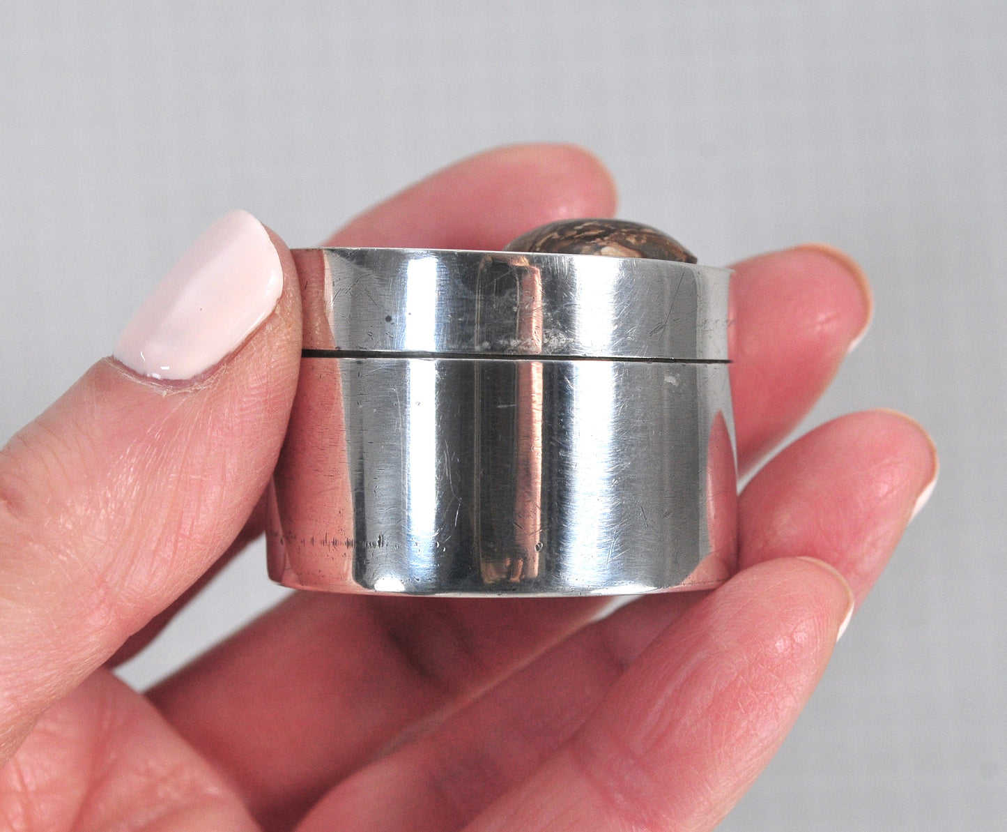 Heavy Vintage Signed Sterling Silver Pill Box
