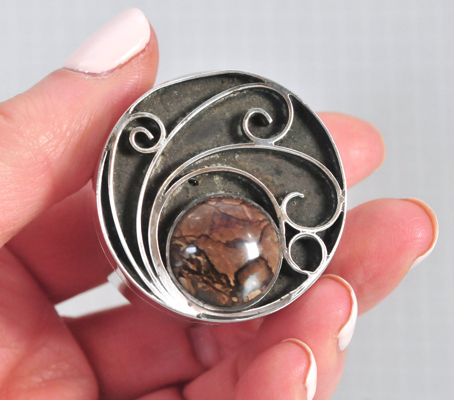 Heavy Vintage Signed Sterling Silver Pill Box