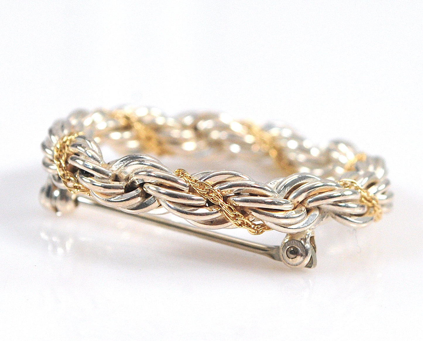 Estate Tiffany & Co. Sterling Silver 18K Gold Wreath Brooch