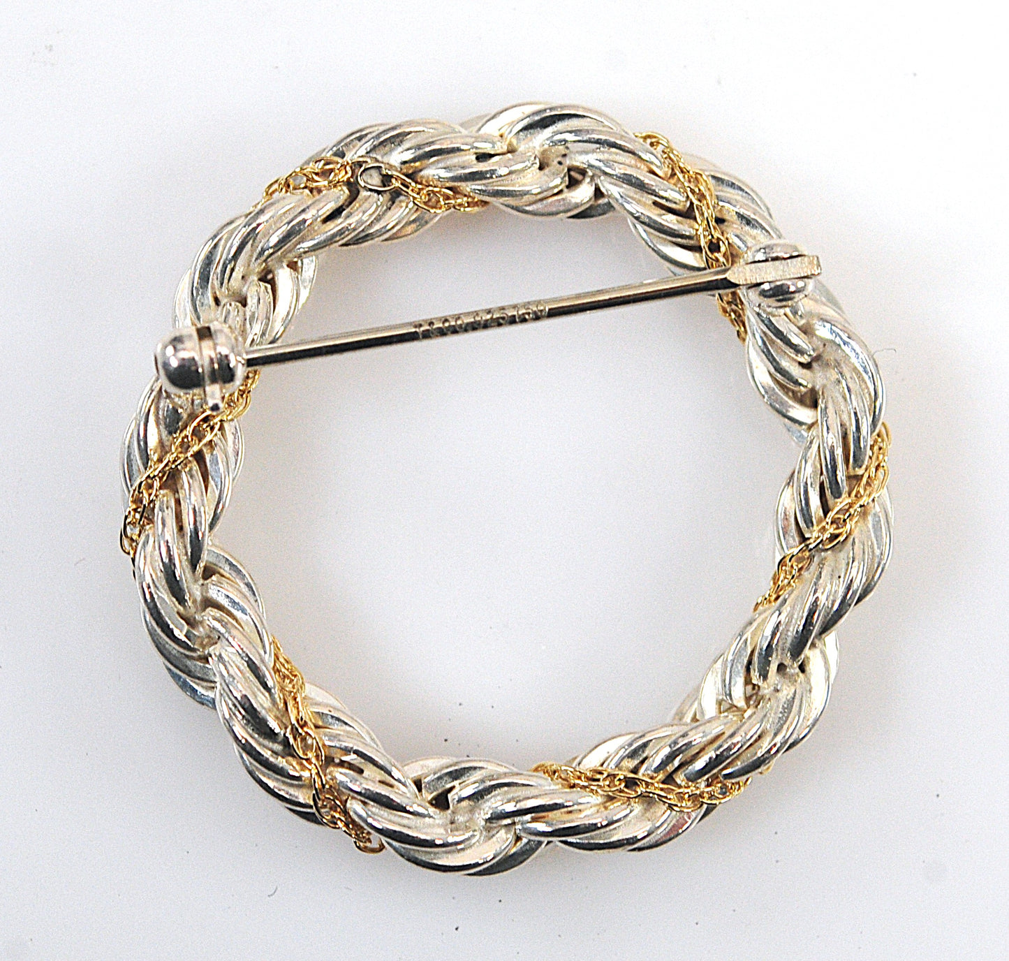 Estate Tiffany & Co. Sterling Silver 18K Gold Wreath Brooch