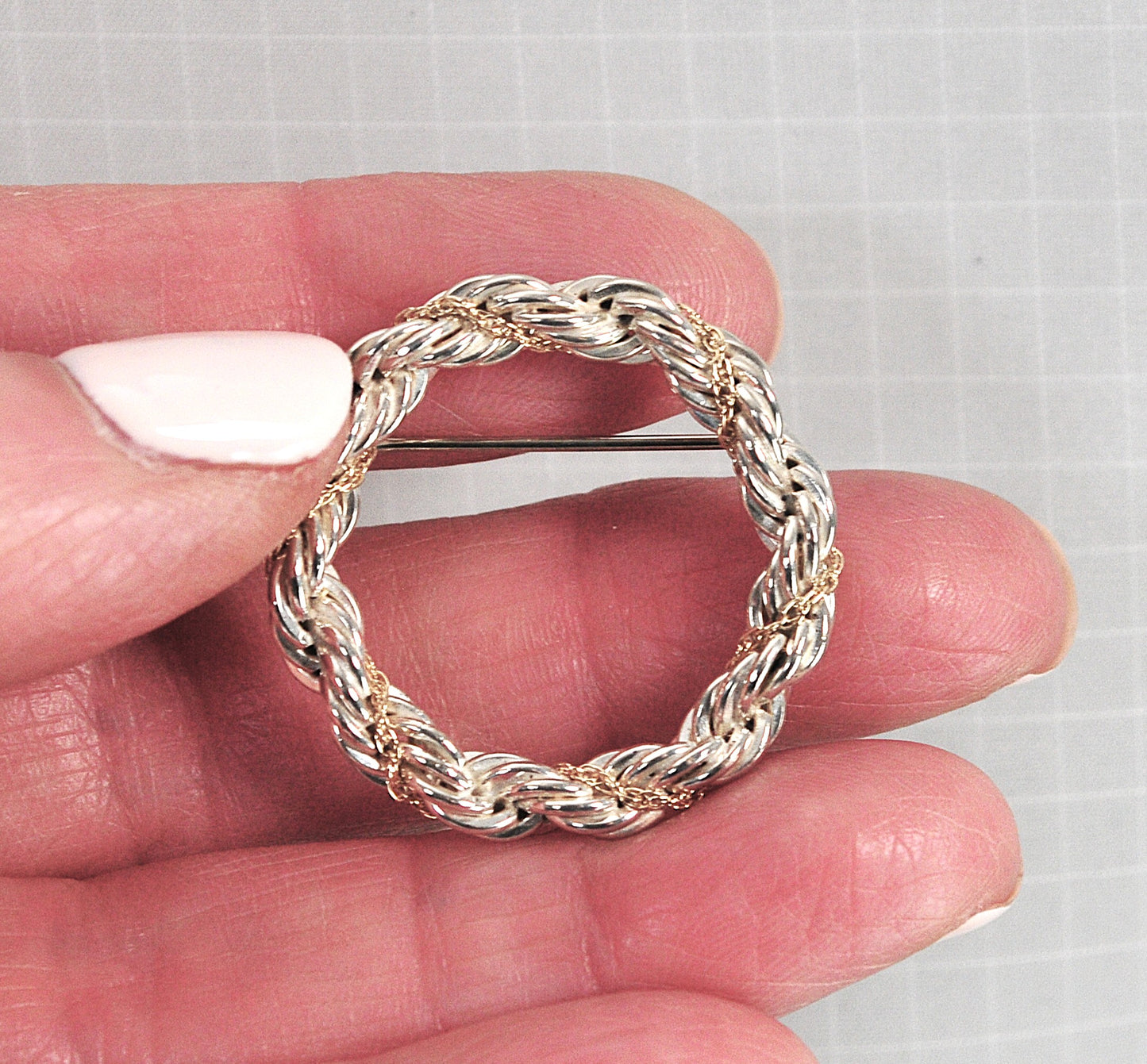 Estate Tiffany & Co. Sterling Silver 18K Gold Wreath Brooch