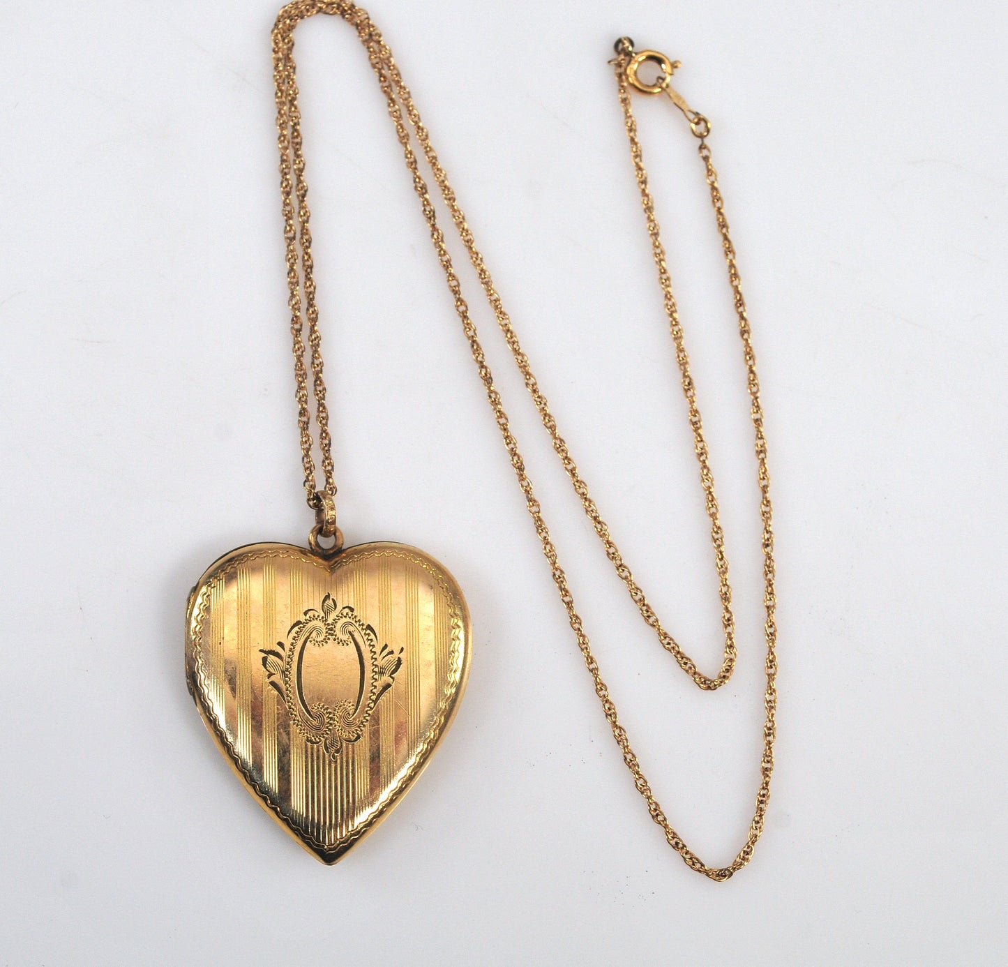 Large Vintage Signed Gold Filled Heart Locket Necklace