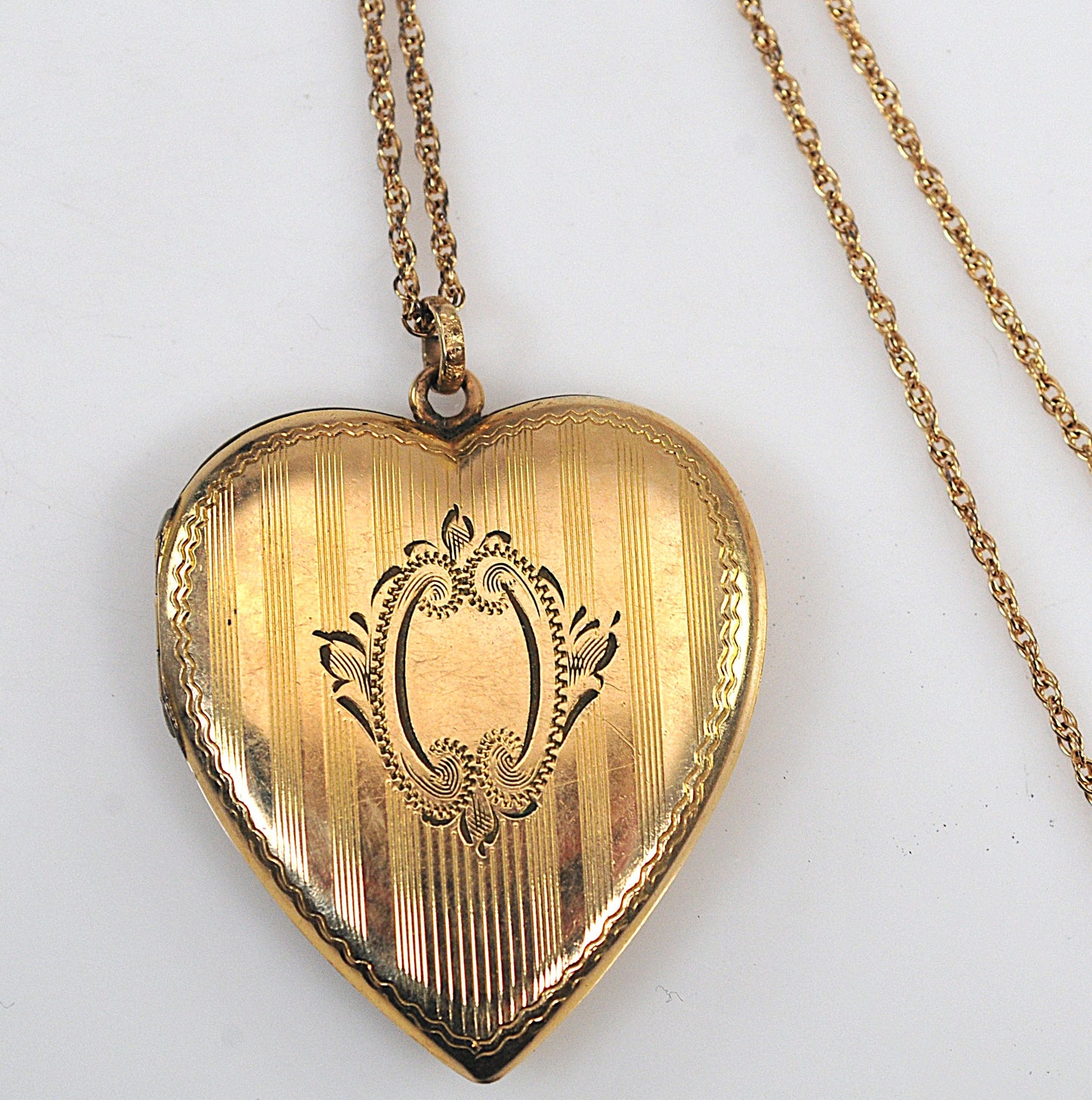 Large Vintage Signed Gold Filled Heart Locket Necklace