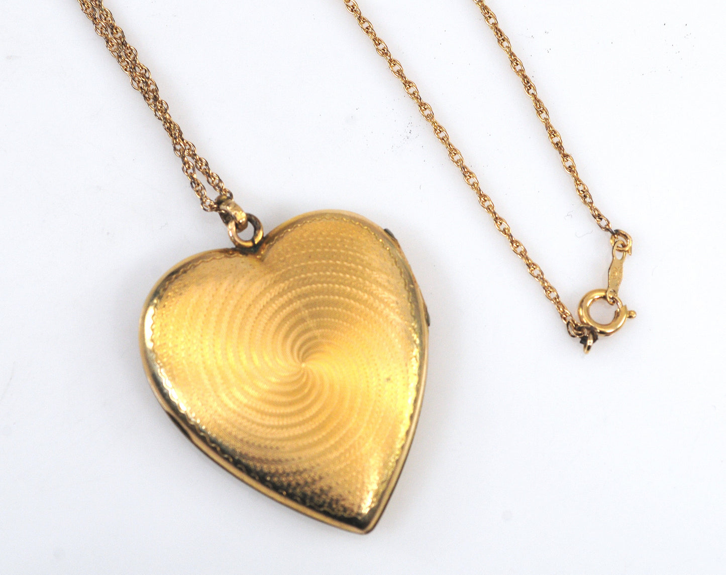 Large Vintage Signed Gold Filled Heart Locket Necklace