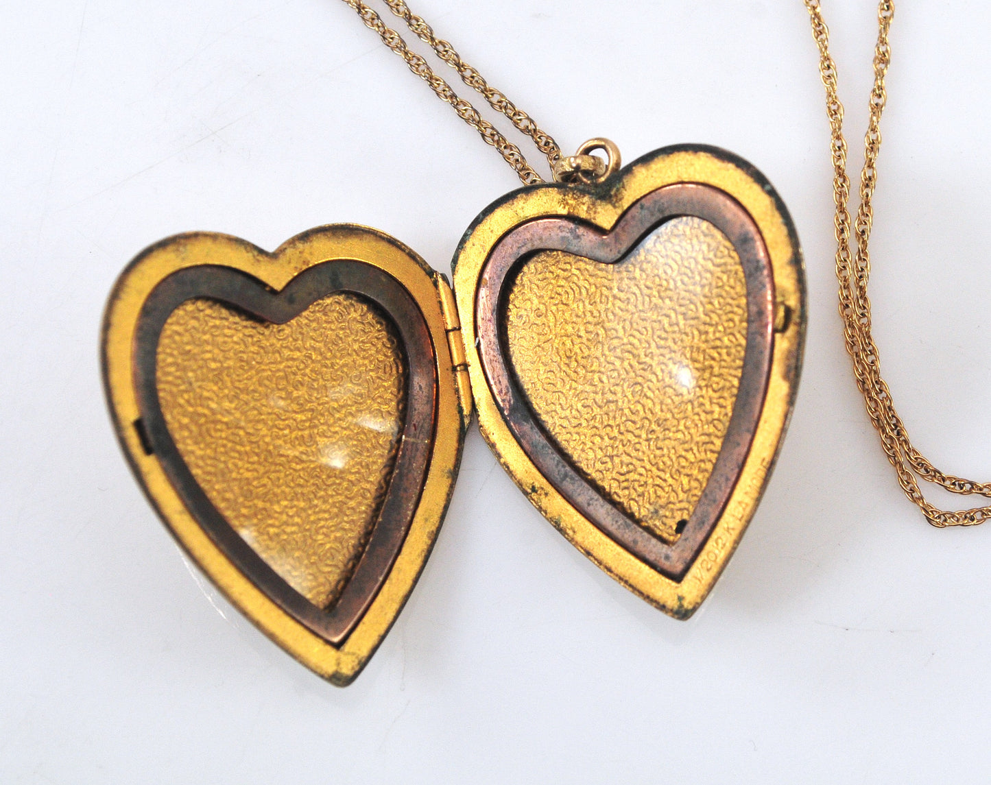 Large Vintage Signed Gold Filled Heart Locket Necklace