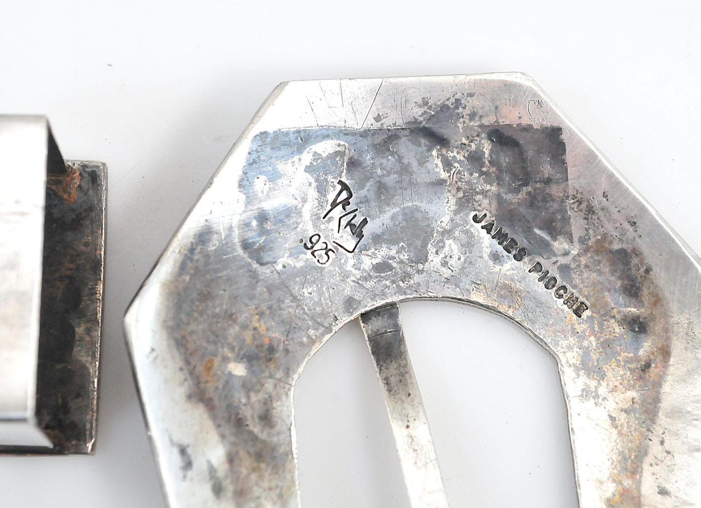 James Pioche Navajo Sterling Silver Belt Buckle Set