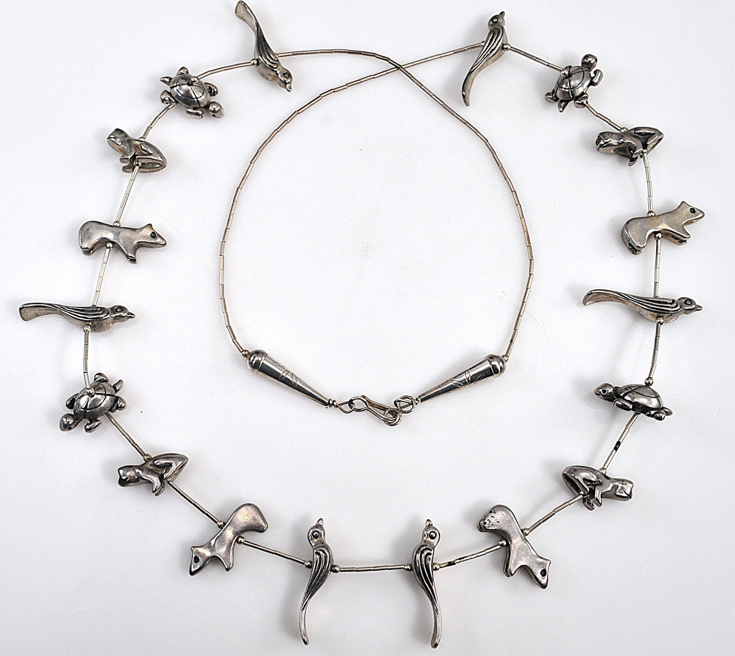 Native American Sterling Silver Fetish Necklace