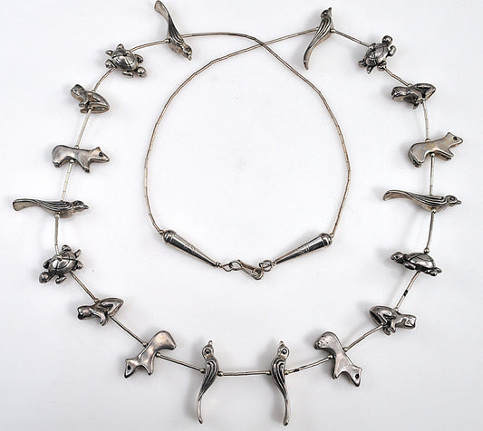 Native American Sterling Silver Fetish Necklace