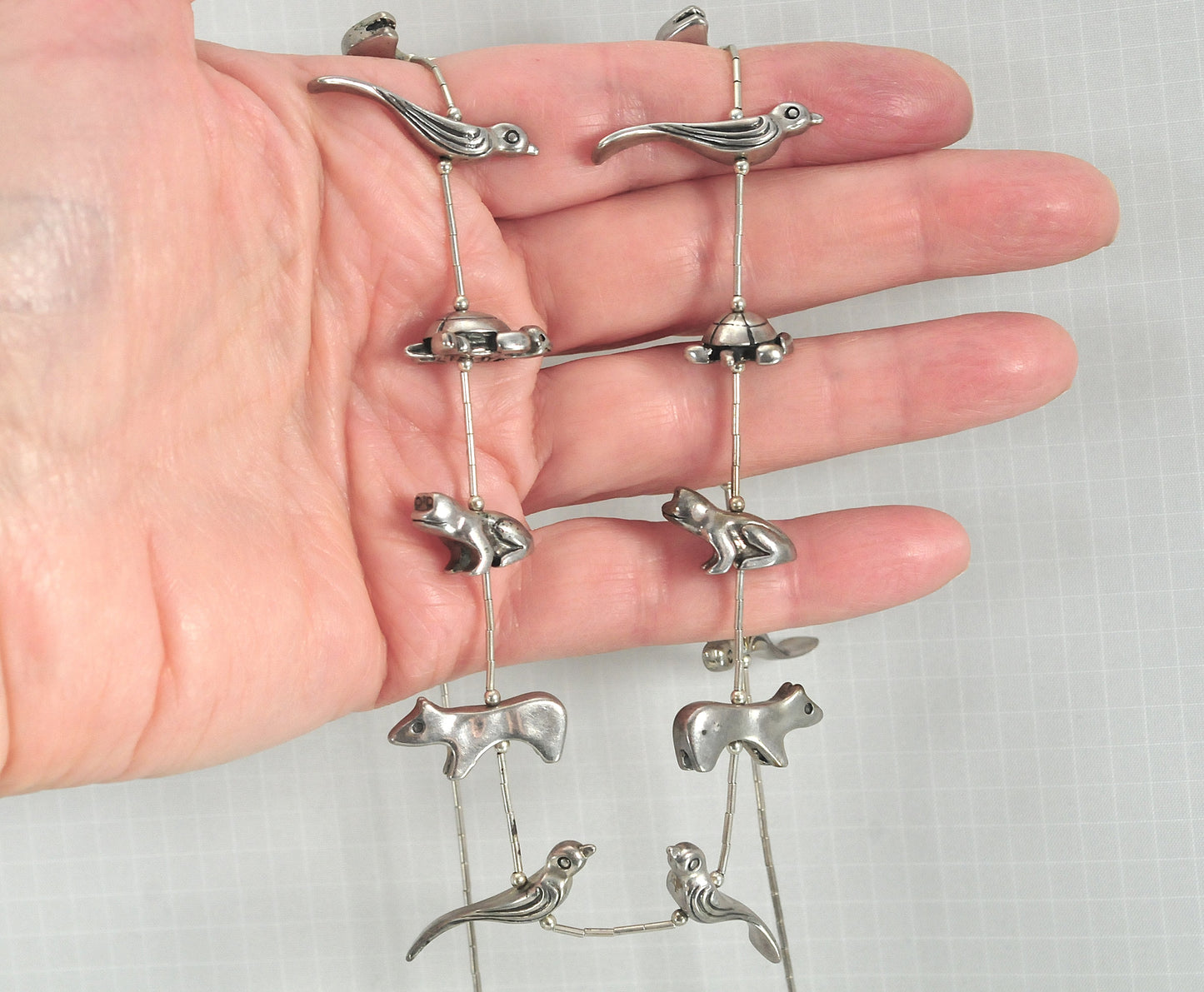 Native American Sterling Silver Fetish Necklace