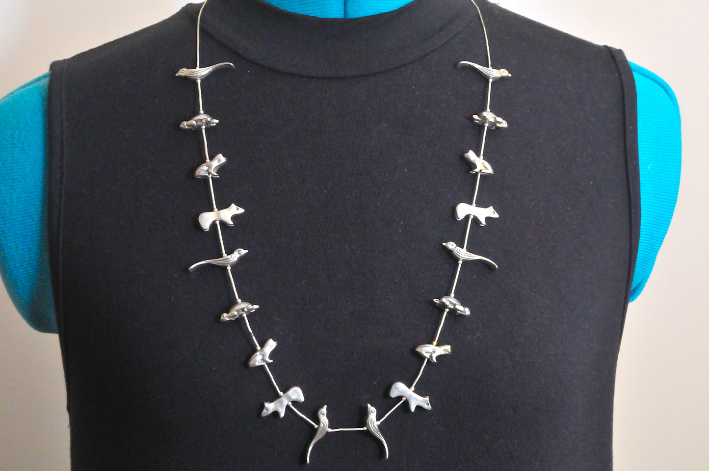 Native American Sterling Silver Fetish Necklace