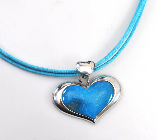 Sally C Treasures Sterling Silver Turquoise Heart Necklace
