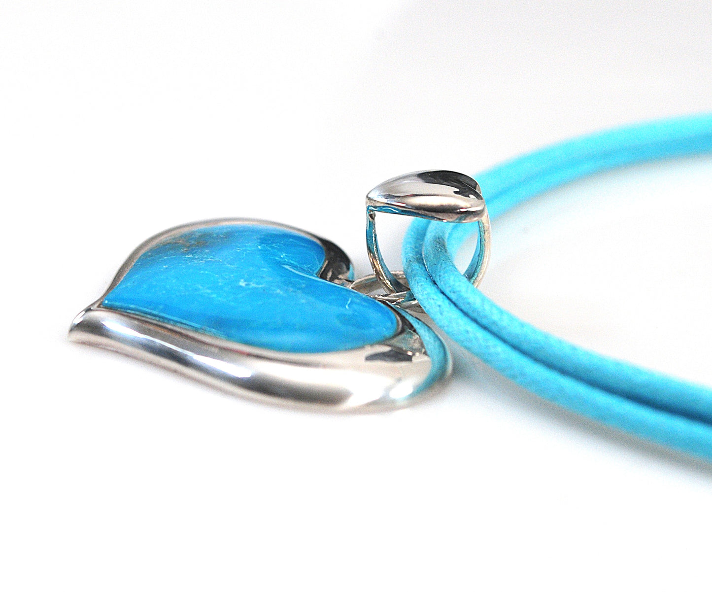 Sally C Treasures Sterling Silver Turquoise Heart Necklace