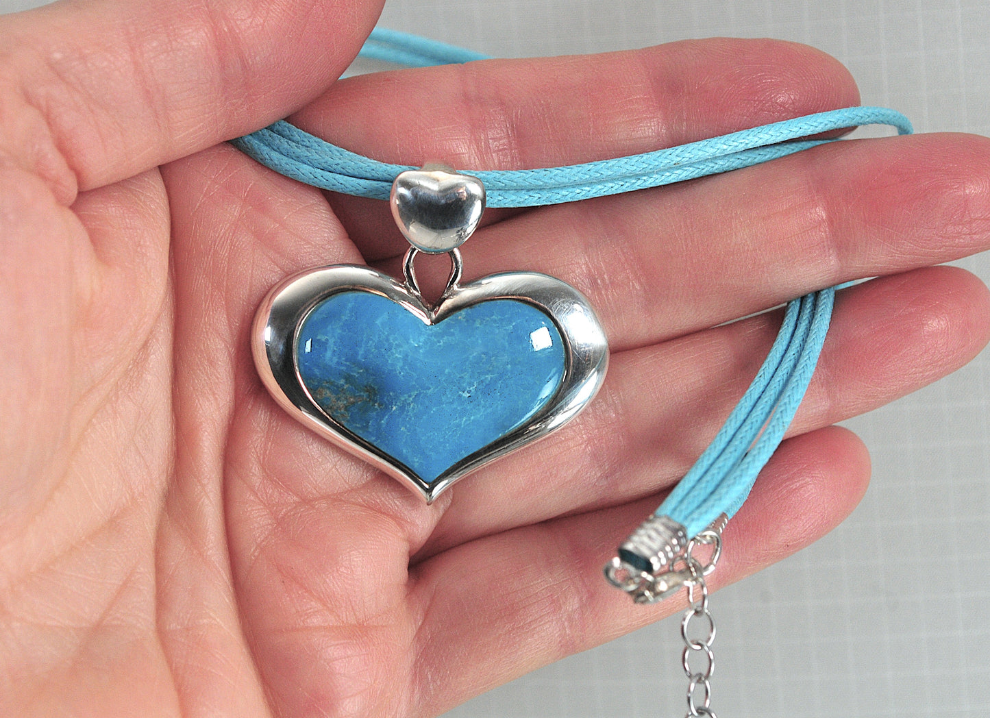 Sally C Treasures Sterling Silver Turquoise Heart Necklace