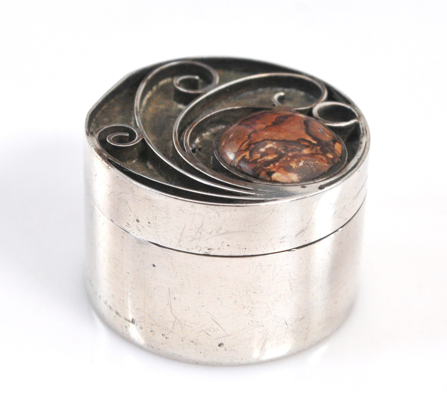 Heavy Vintage Signed Sterling Silver Pill Box