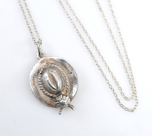 Sterling Silver Cowboy Hat Necklace