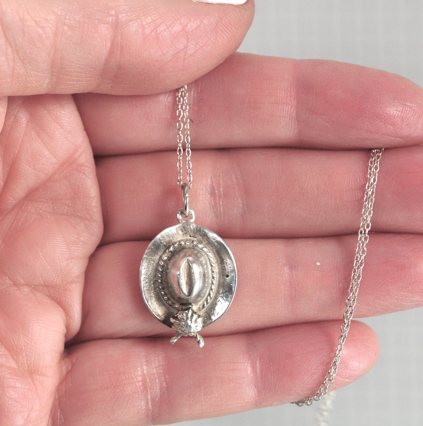 Sterling Silver Cowboy Hat Necklace