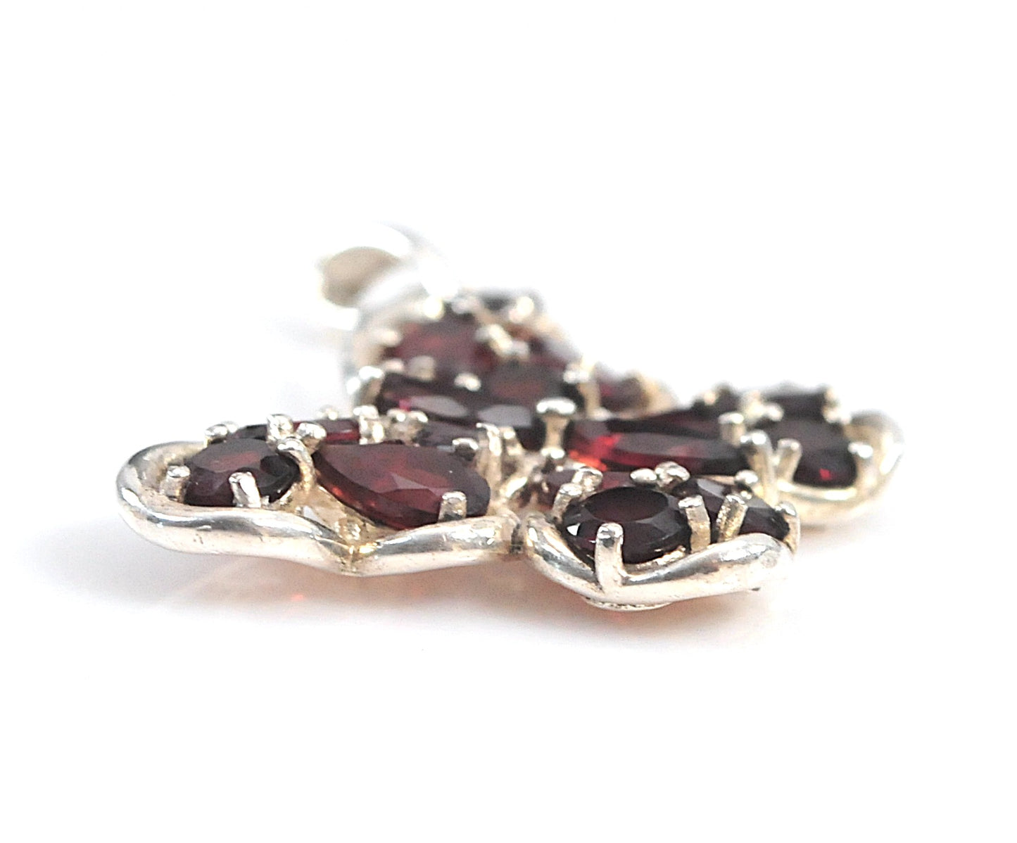 Designer Sterling Silver Garnet Butterfly Pendant