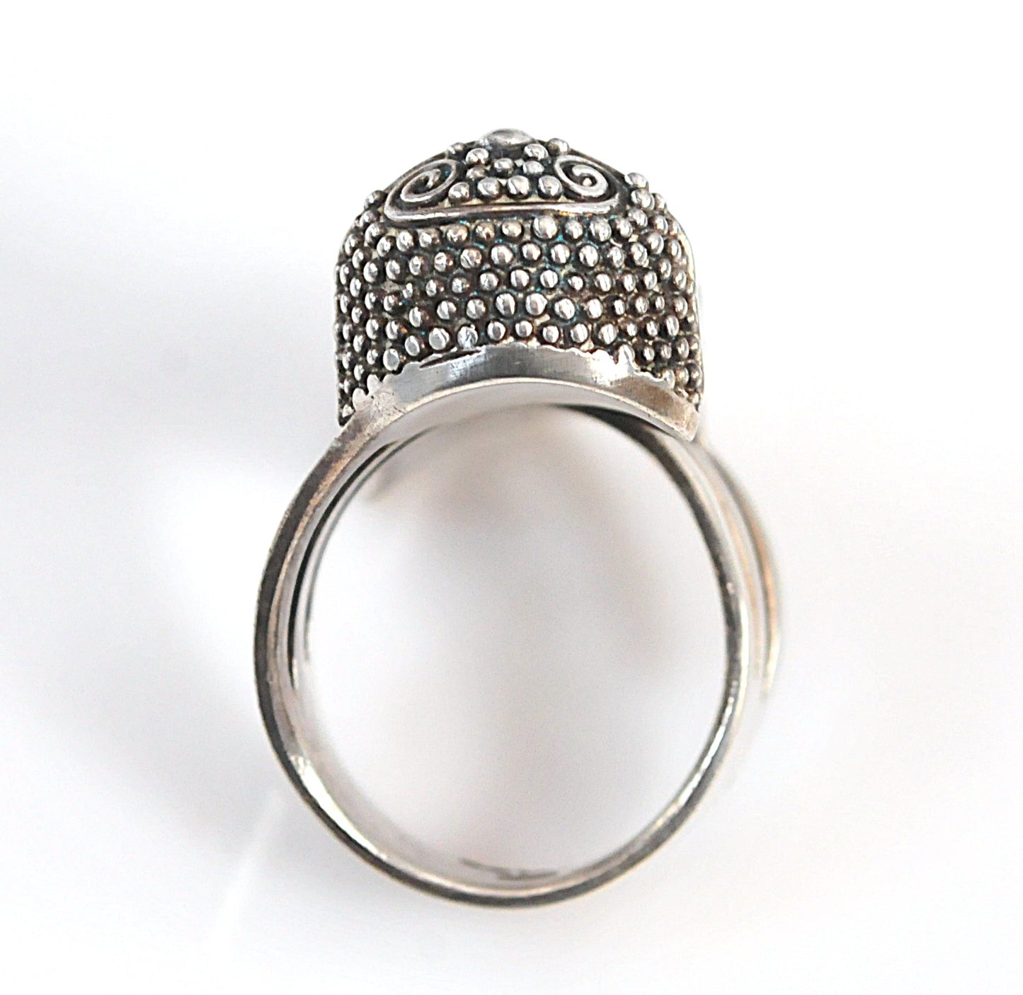 Large Sajen Sterling Silver Carved Face Ring