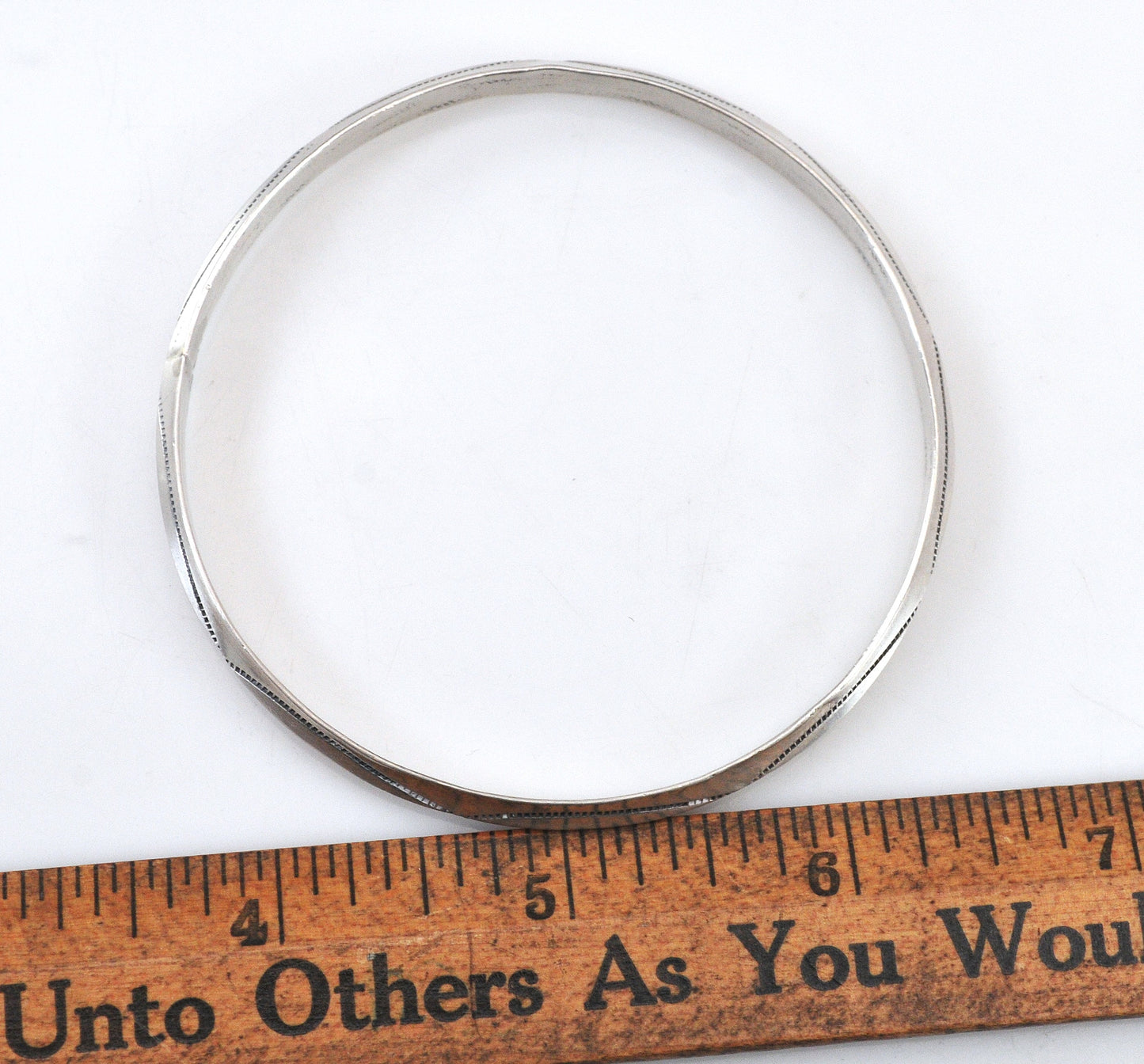 Tahe Signed Navajo Sterling Silver Bangle Bracelet
