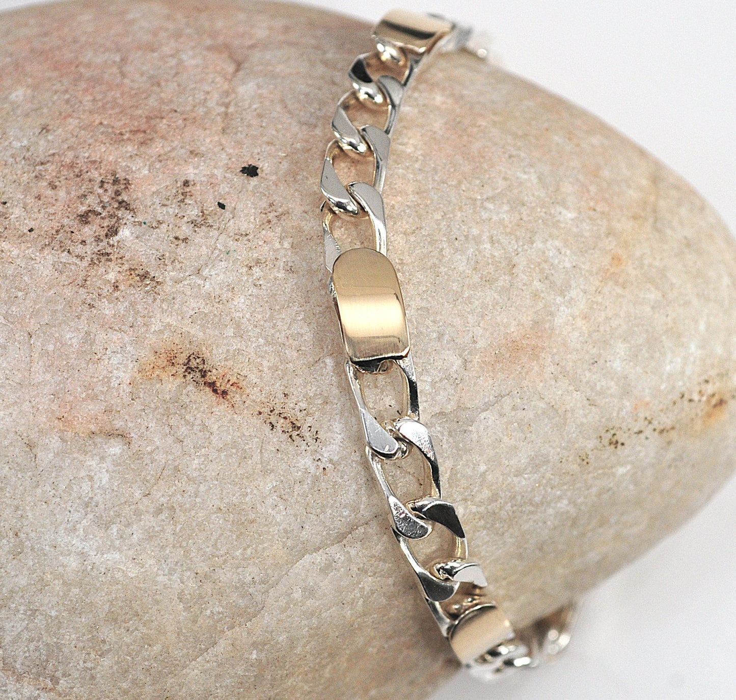 Estate Tiffany & Co. Sterling Silver 18K Gold Curb Bracelet