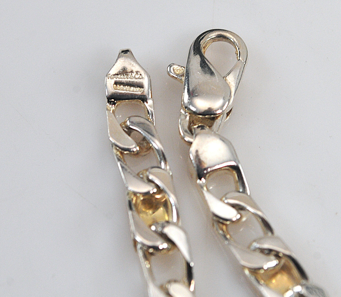 Estate Tiffany & Co. Sterling Silver 18K Gold Curb Bracelet