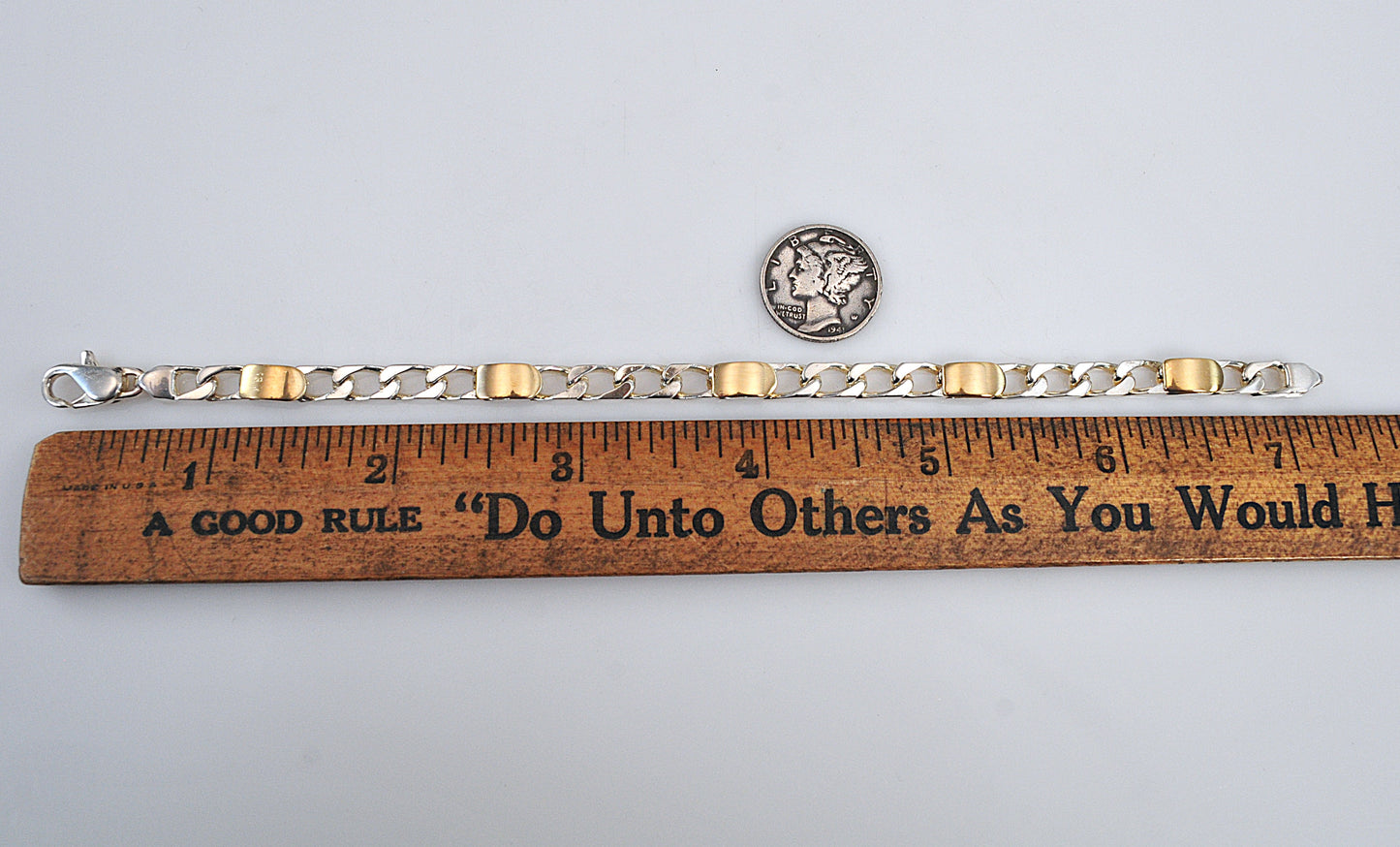 Estate Tiffany & Co. Sterling Silver 18K Gold Curb Bracelet