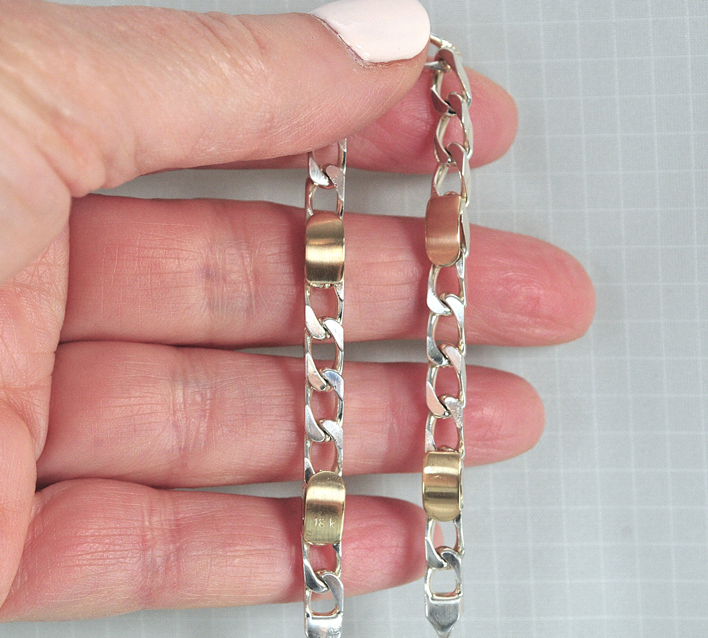 Estate Tiffany & Co. Sterling Silver 18K Gold Curb Bracelet