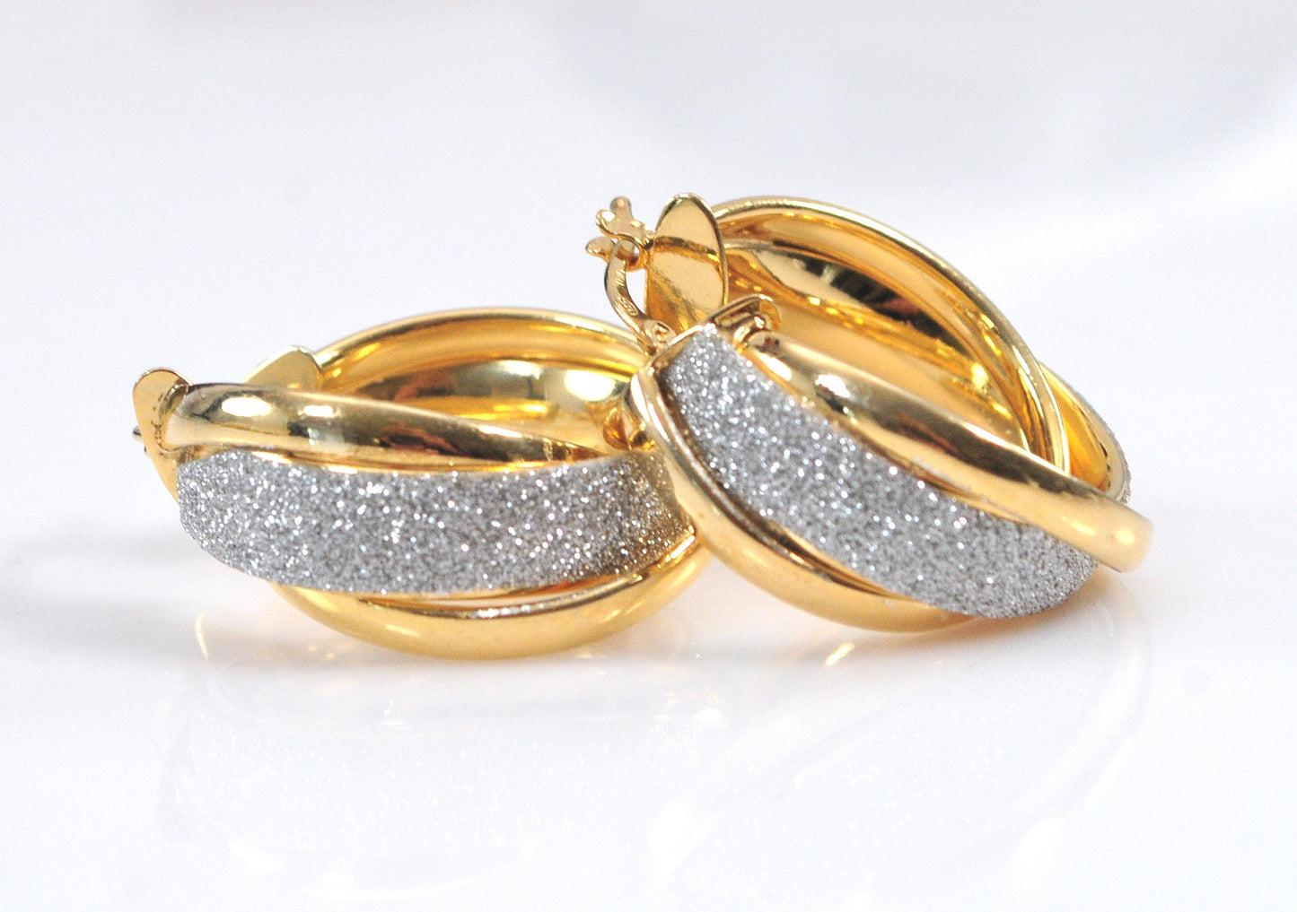 Greg Anthony Gold over Sterling Silver Glitter Hoop Earrings
