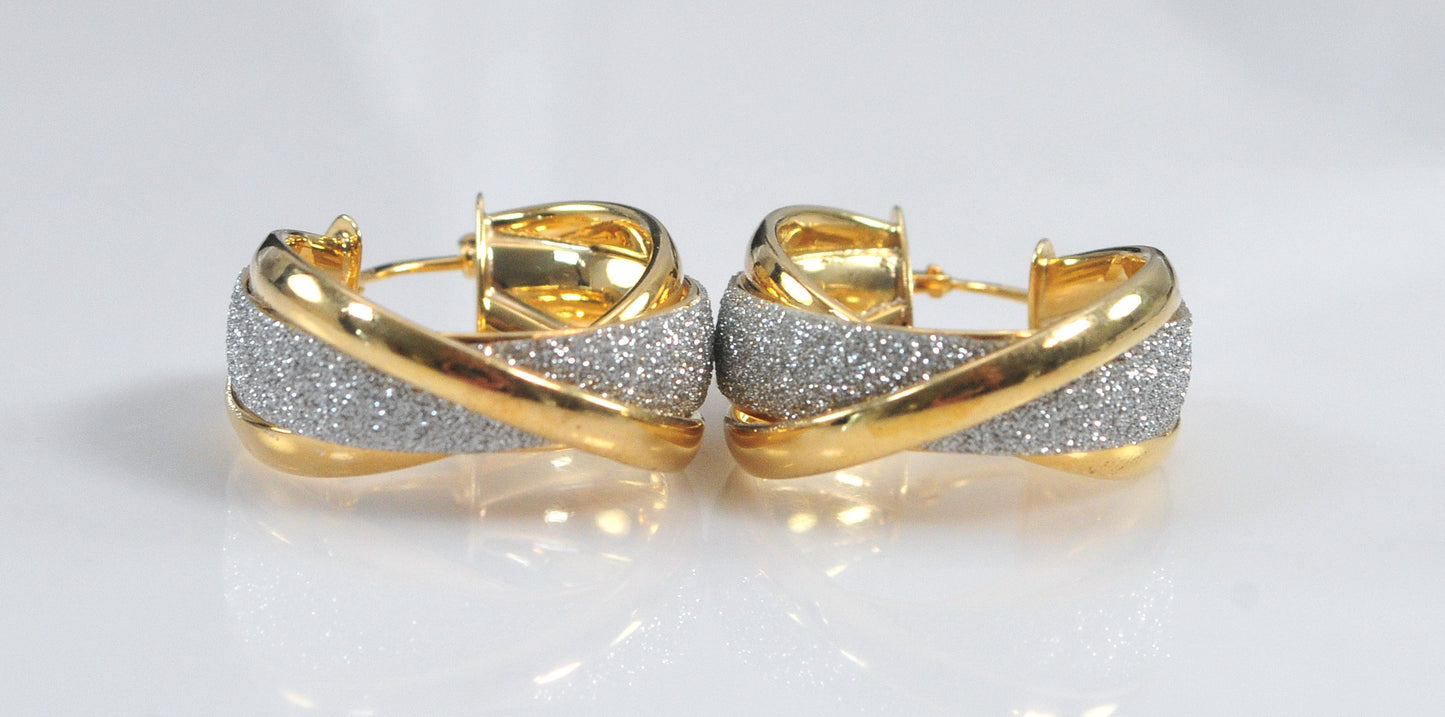Greg Anthony Gold over Sterling Silver Glitter Hoop Earrings