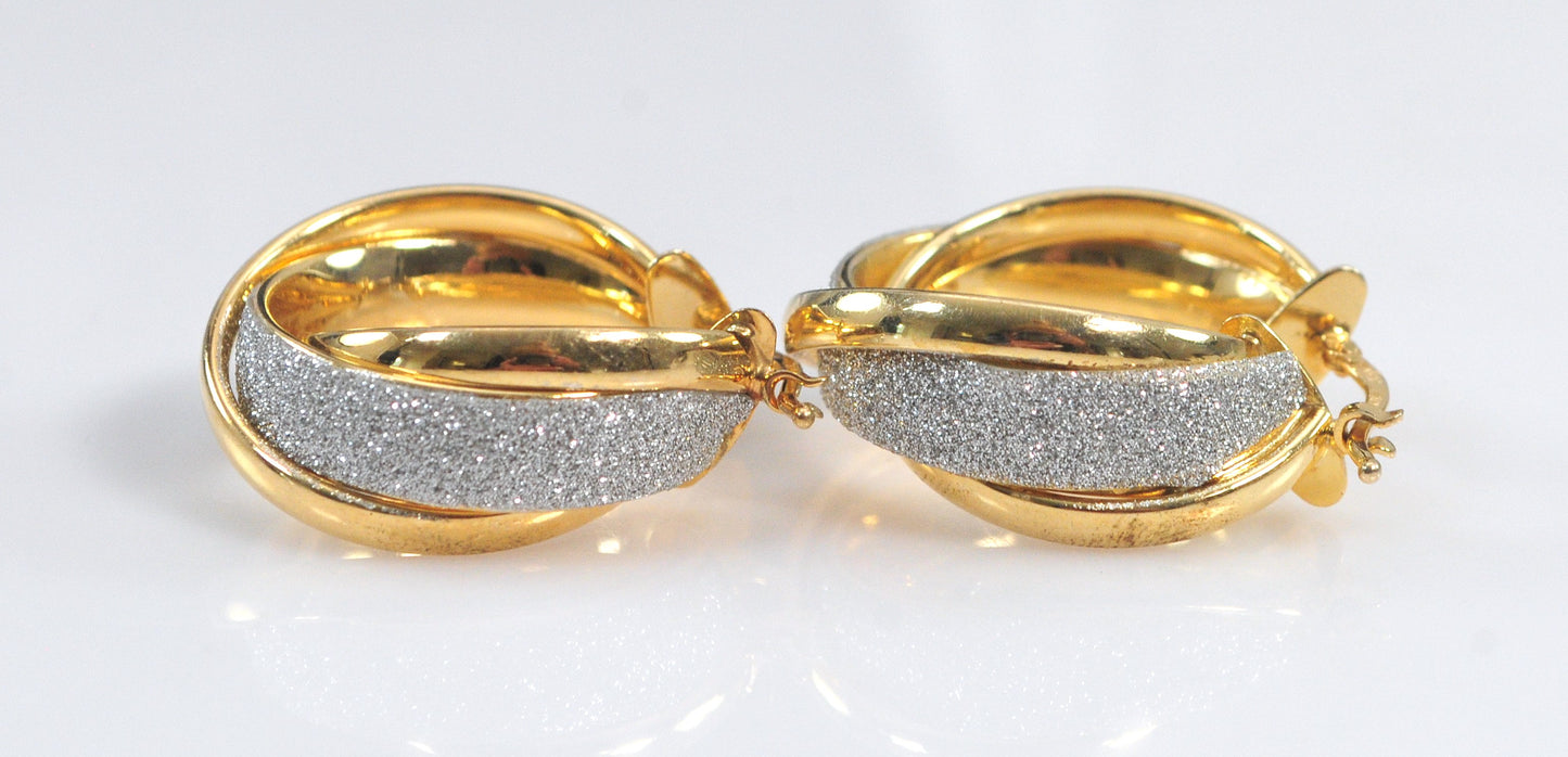 Greg Anthony Gold over Sterling Silver Glitter Hoop Earrings