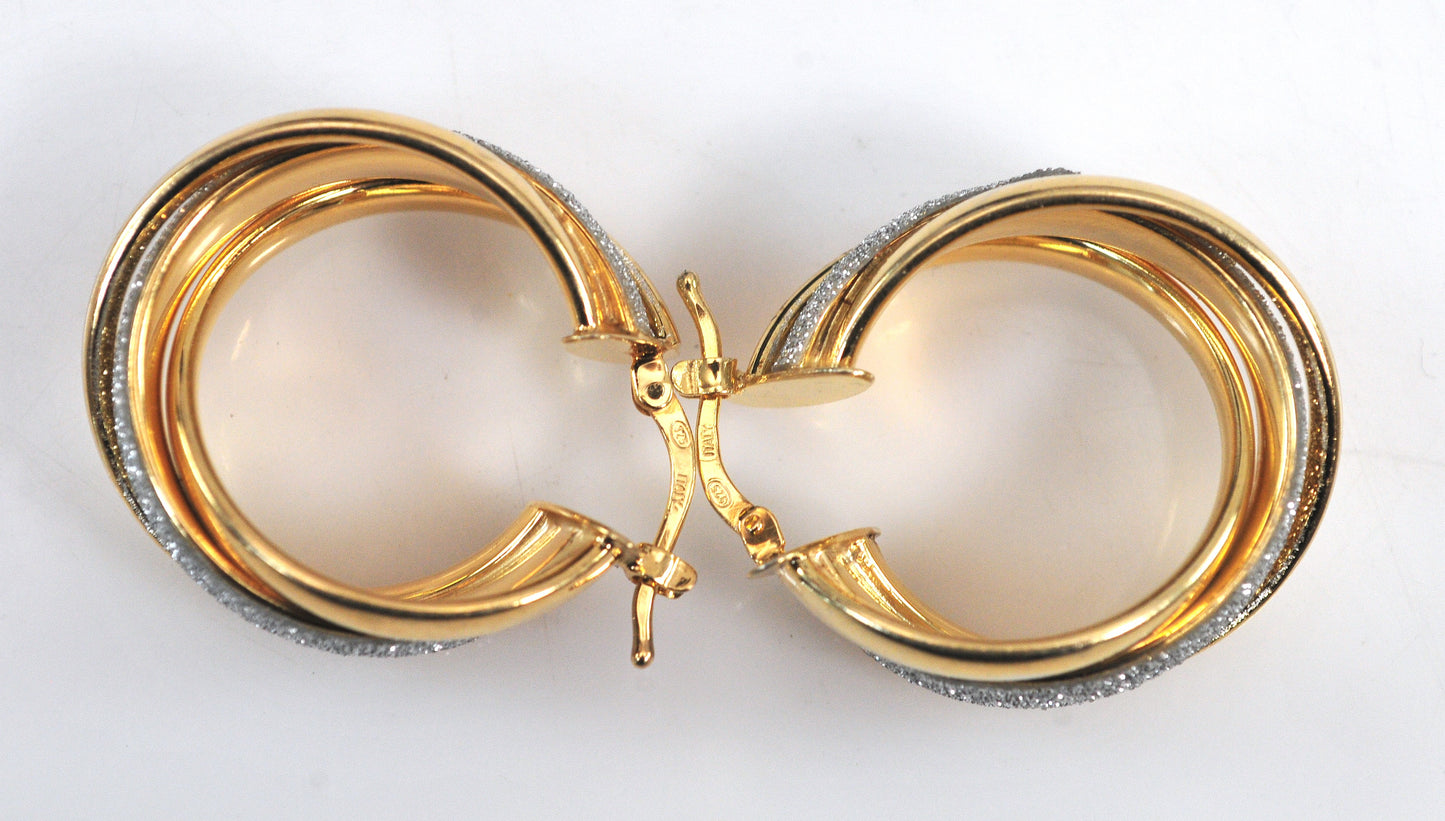 Greg Anthony Gold over Sterling Silver Glitter Hoop Earrings