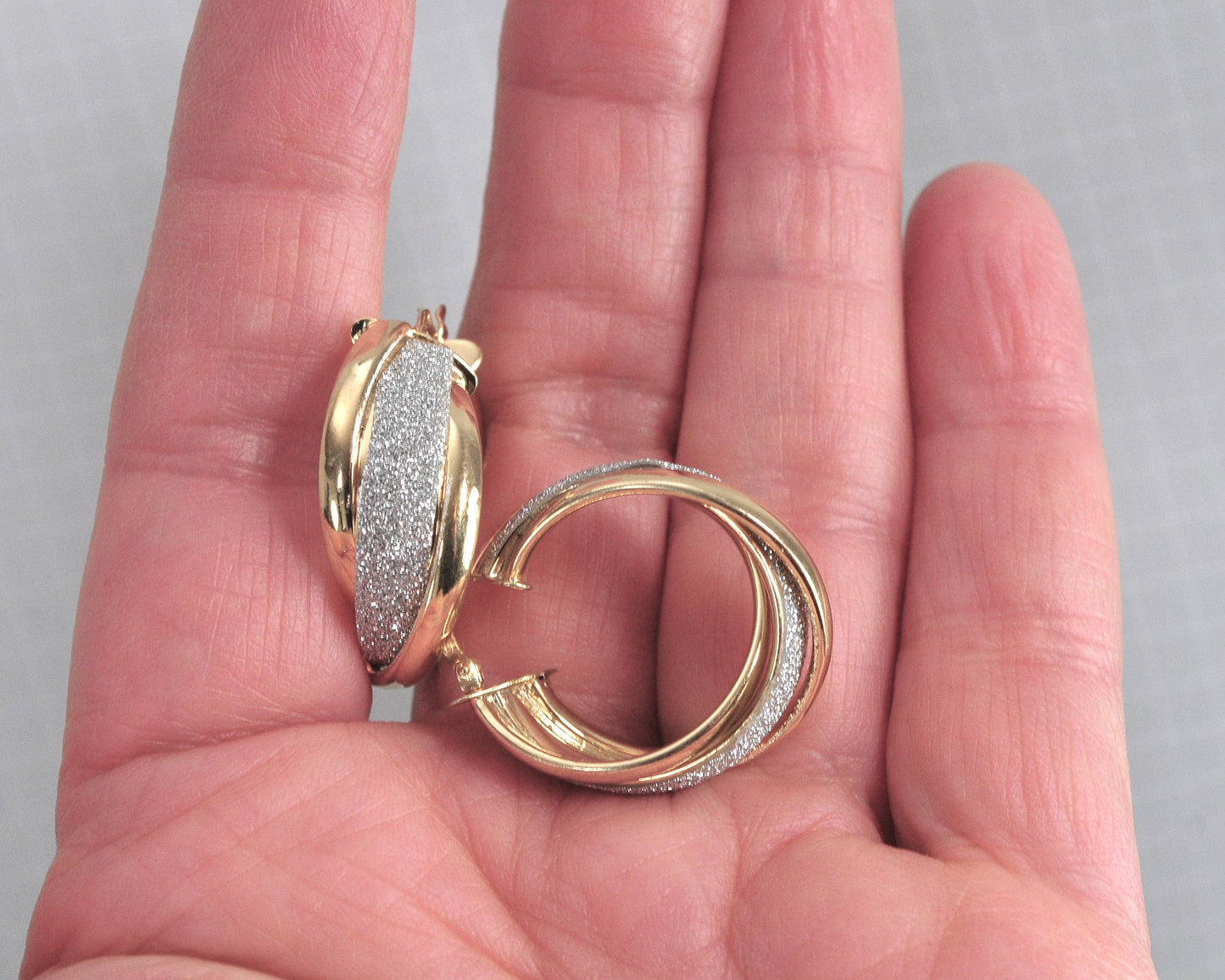 Greg Anthony Gold over Sterling Silver Glitter Hoop Earrings