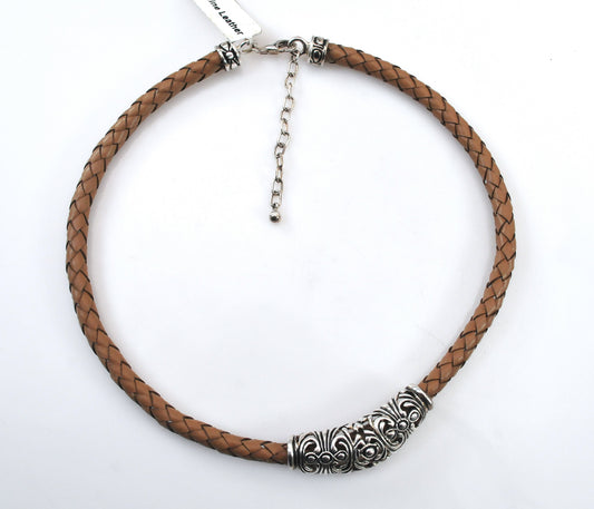 Joseph Esposito Sterling Silver Leather Choker Necklace
