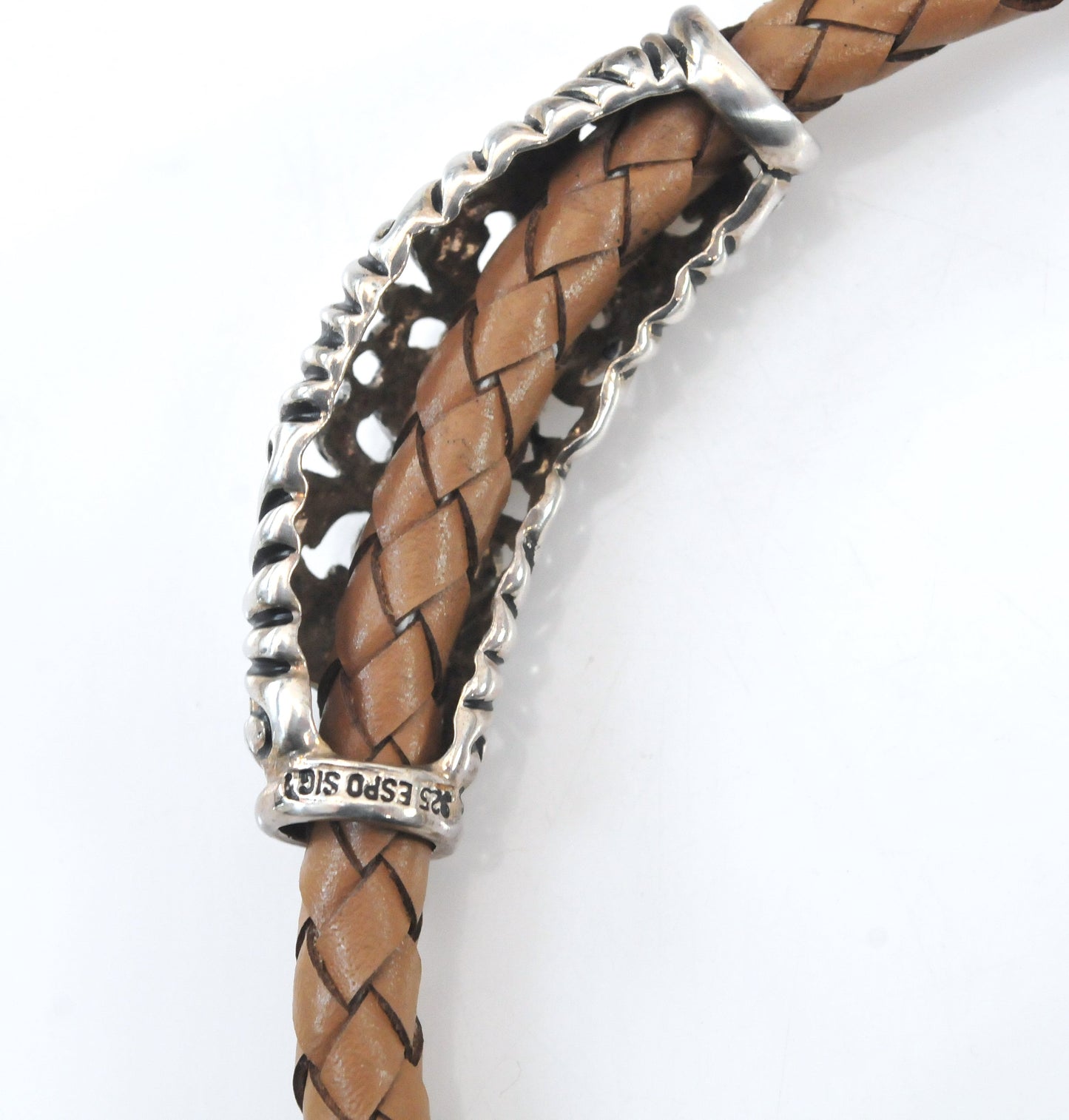 Joseph Esposito Sterling Silver Leather Choker Necklace