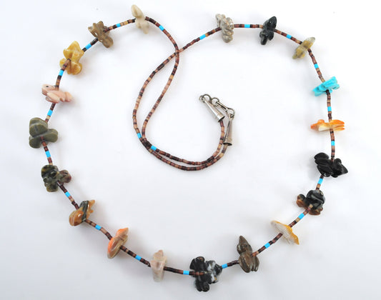Native American Sterling Silver Frog Fetish Necklace