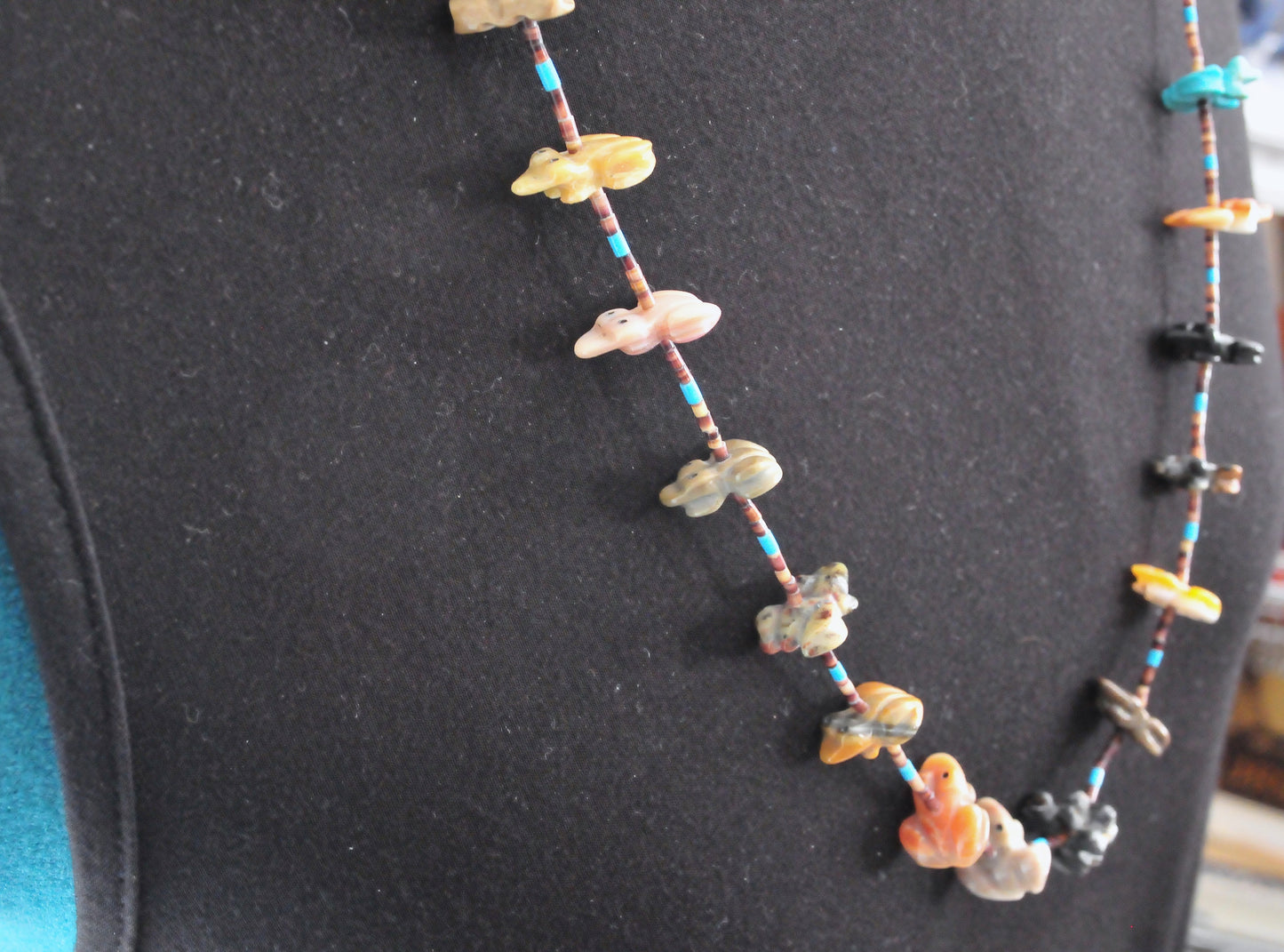 Native American Sterling Silver Frog Fetish Necklace