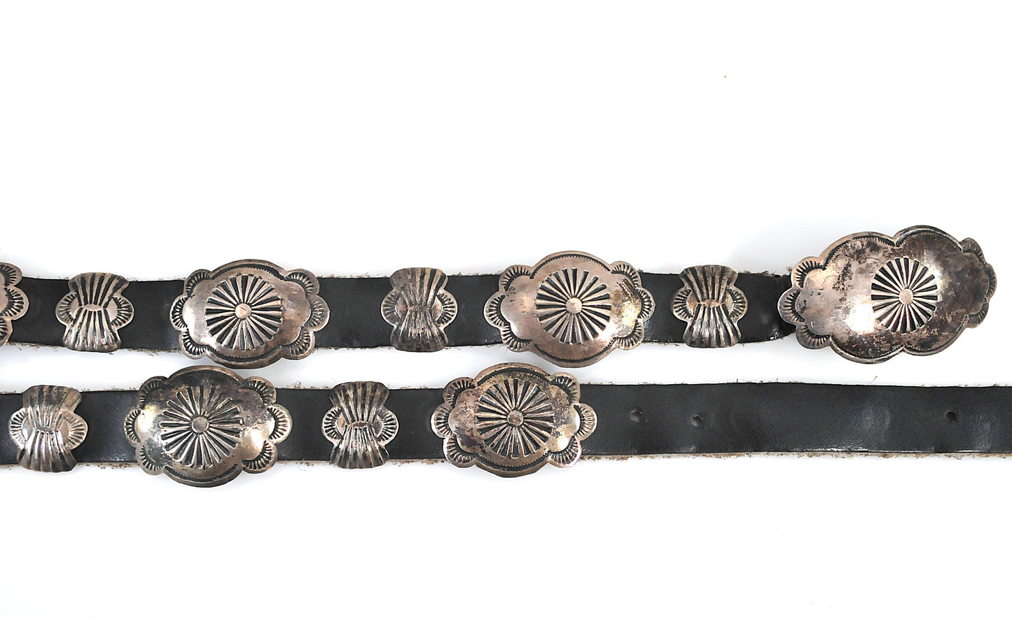 Vintage Native American Handmade Sterling Silver Concho Belt, Navajo Old Pawn Style Southwestern Belt