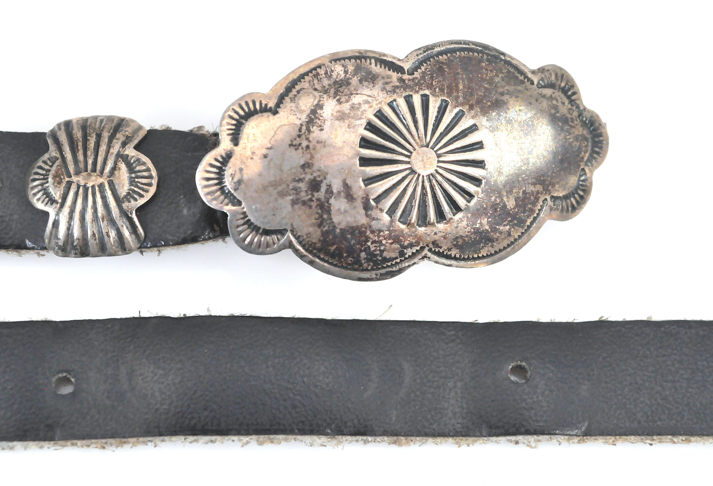 Vintage Native American Handmade Sterling Silver Concho Belt, Navajo Old Pawn Style Southwestern Belt