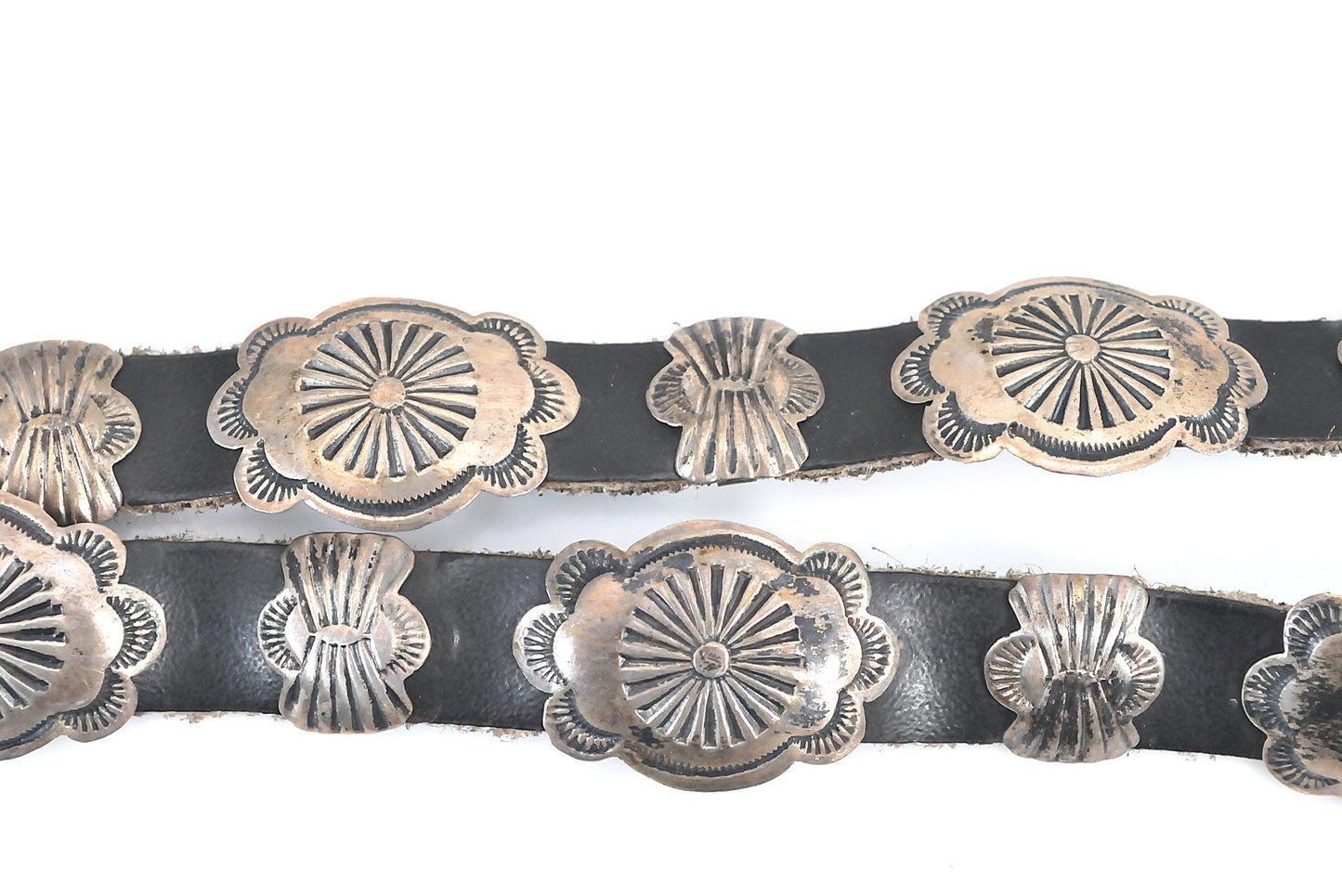 Vintage Native American Handmade Sterling Silver Concho Belt, Navajo Old Pawn Style Southwestern Belt