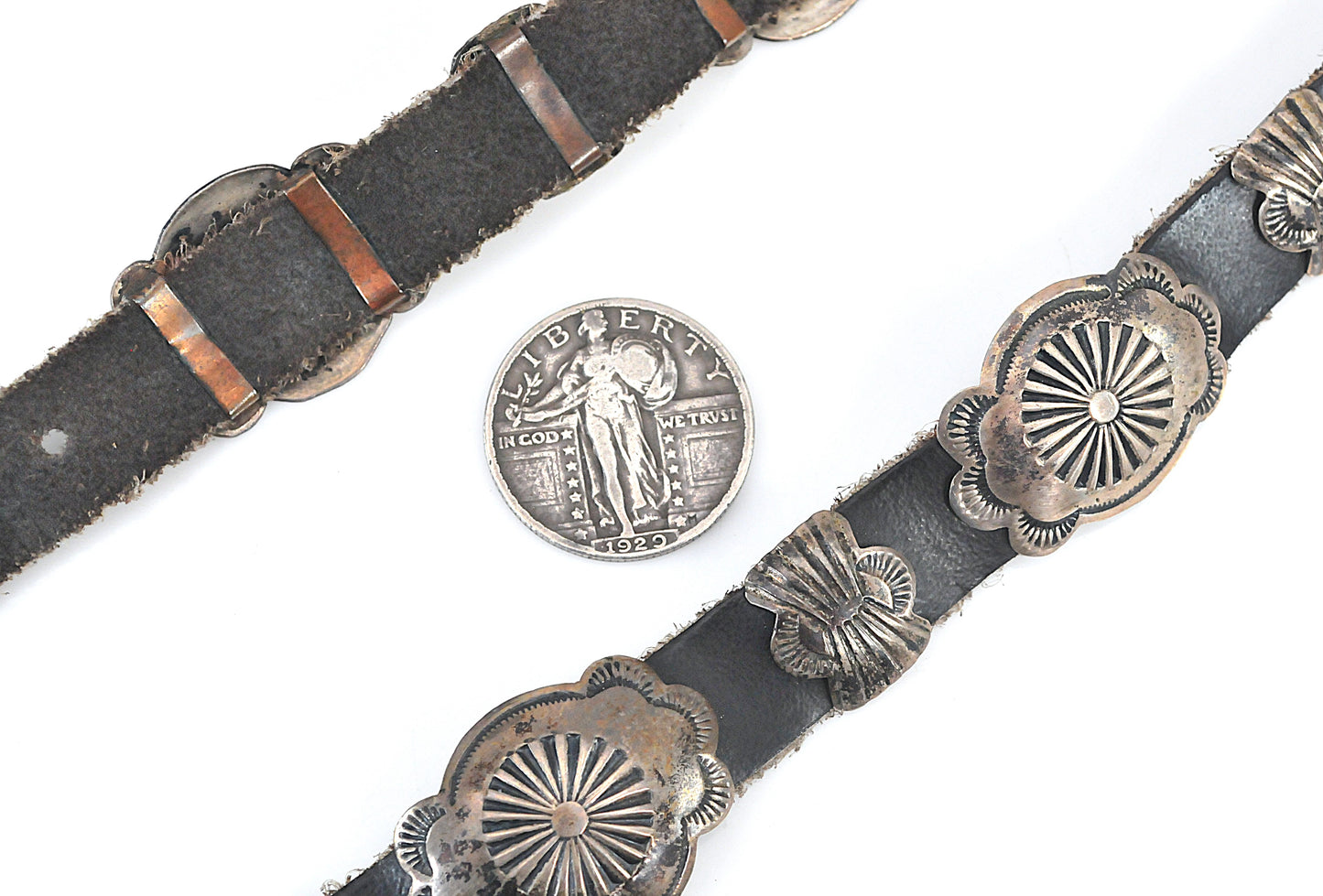 Vintage Native American Handmade Sterling Silver Concho Belt, Navajo Old Pawn Style Southwestern Belt