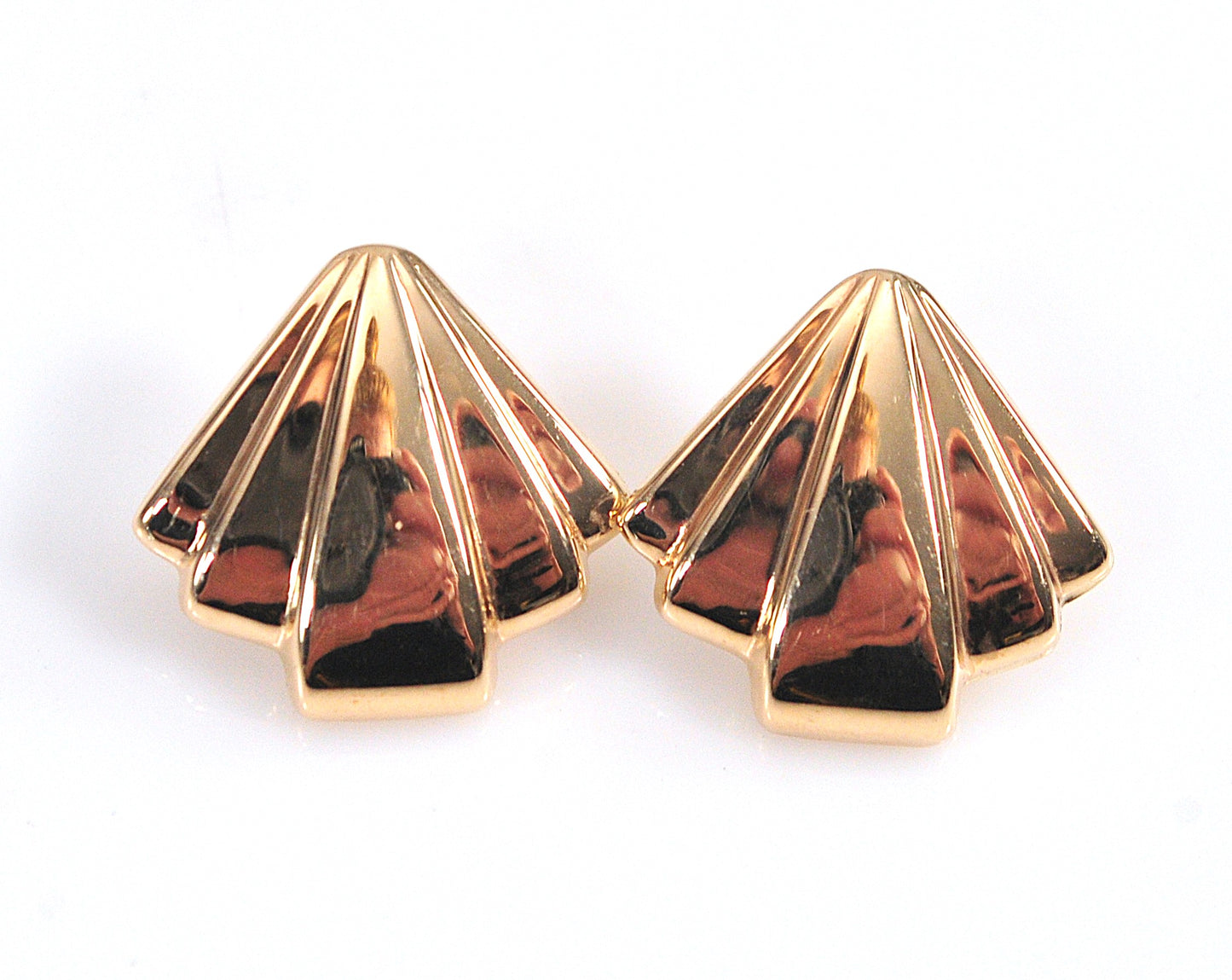 14K Gold Triangle Stud Earrings