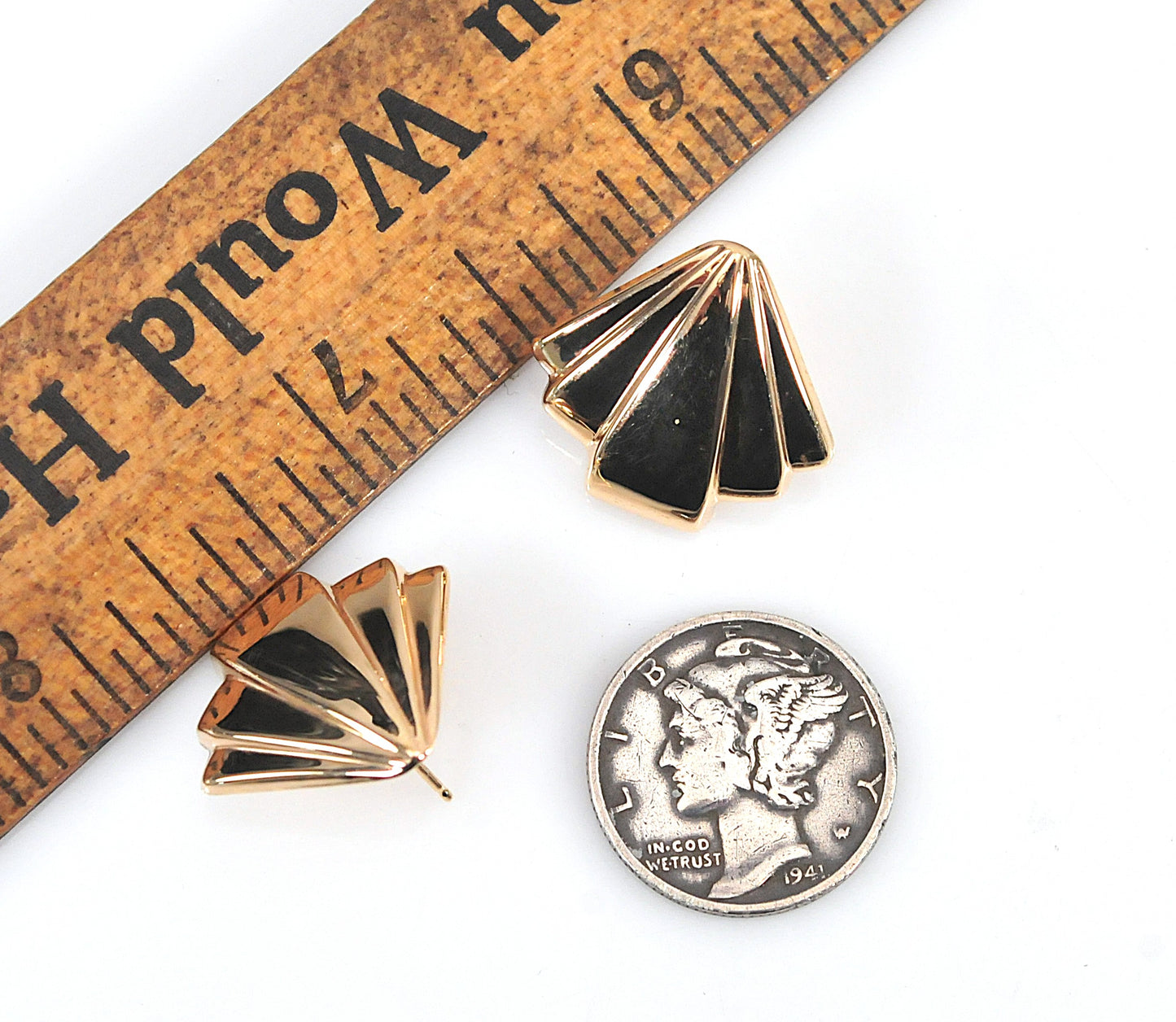 14K Gold Triangle Stud Earrings