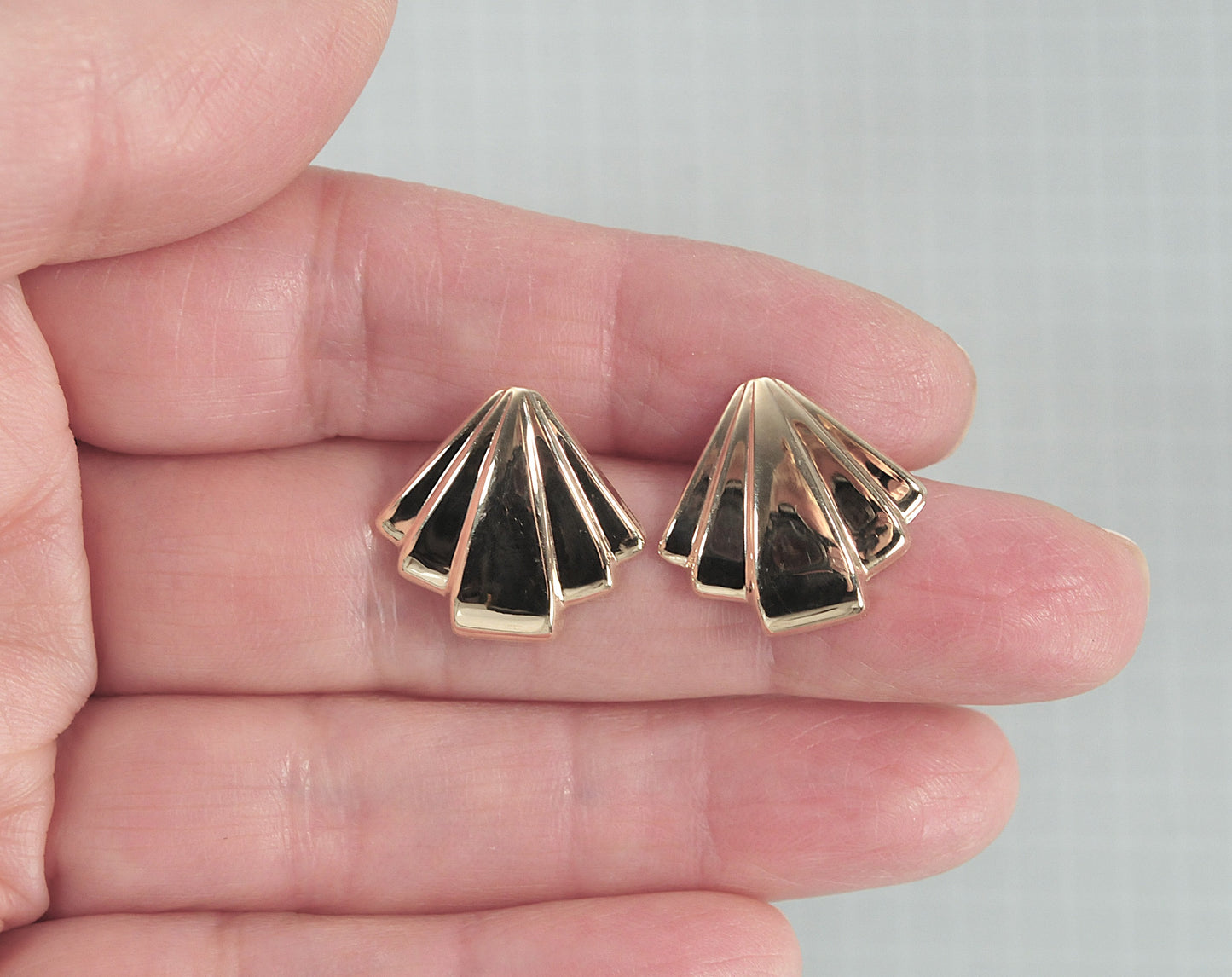 14K Gold Triangle Stud Earrings