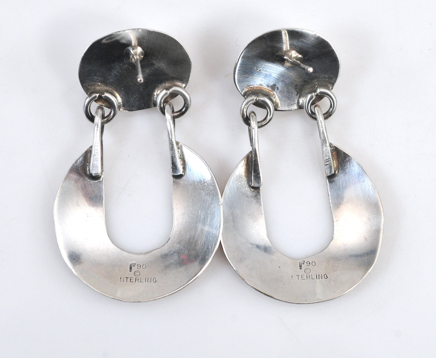 Large Carol Felley Sterling Silver Rose Quartz Earrings