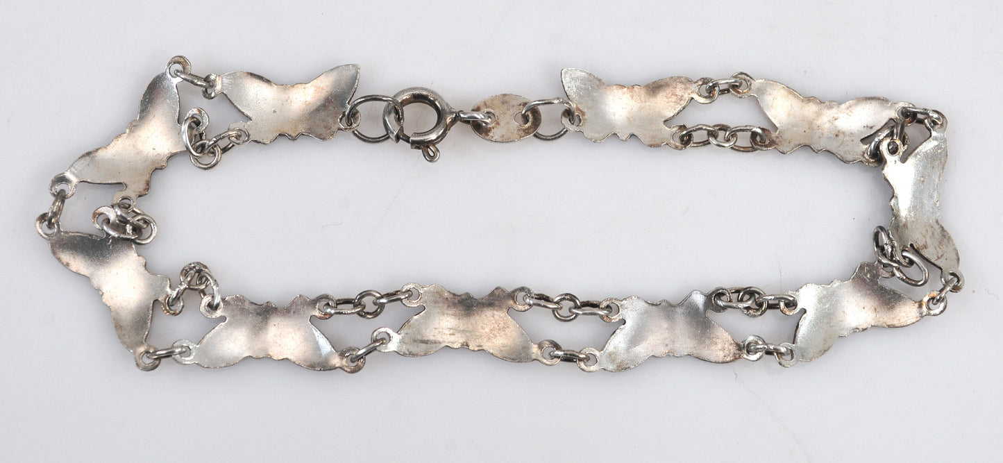 Sterling Silver Blue Enamel Butterfly Bracelet