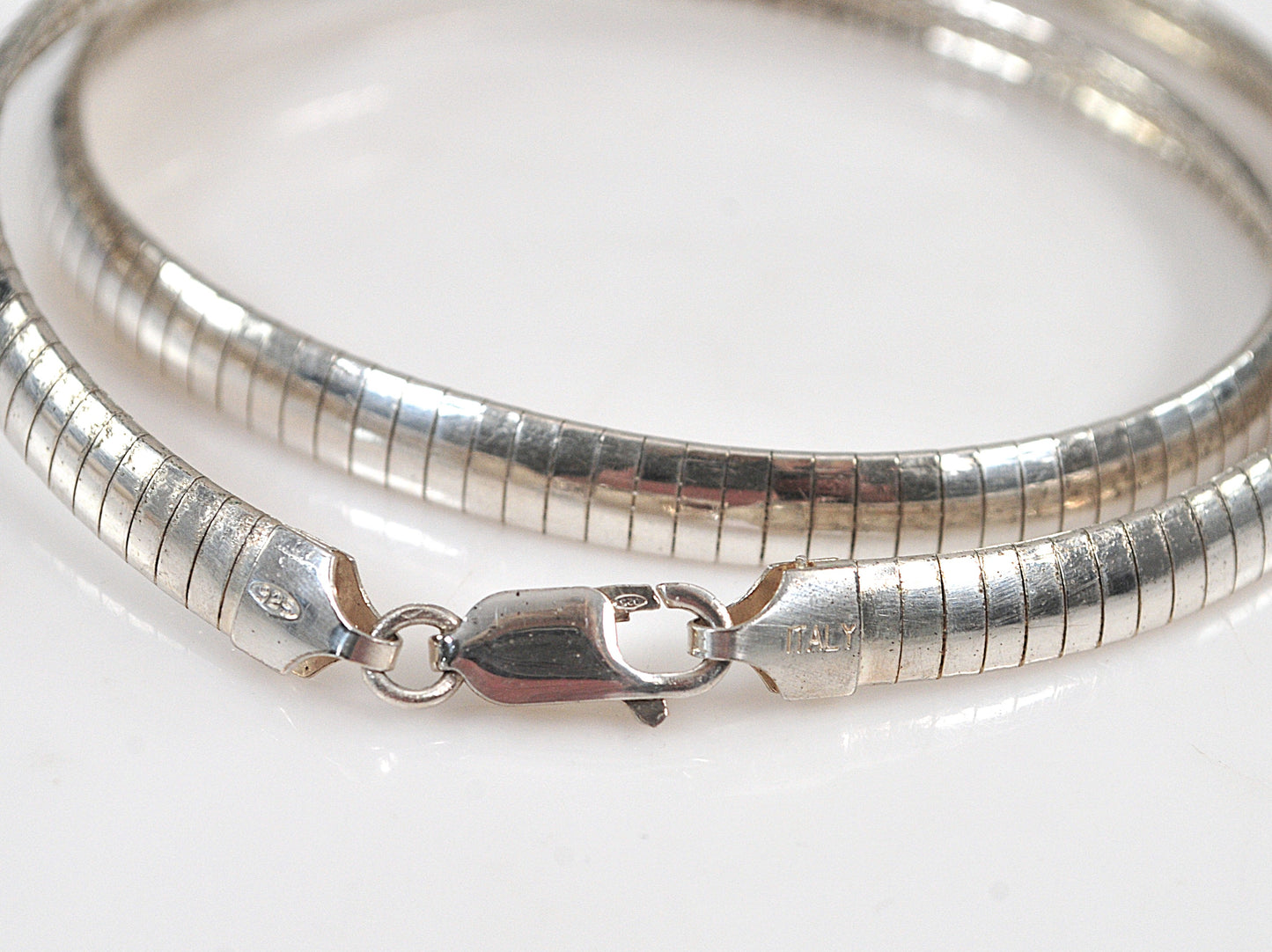 925 Italy Sterling Silver 6mm Omega Necklace