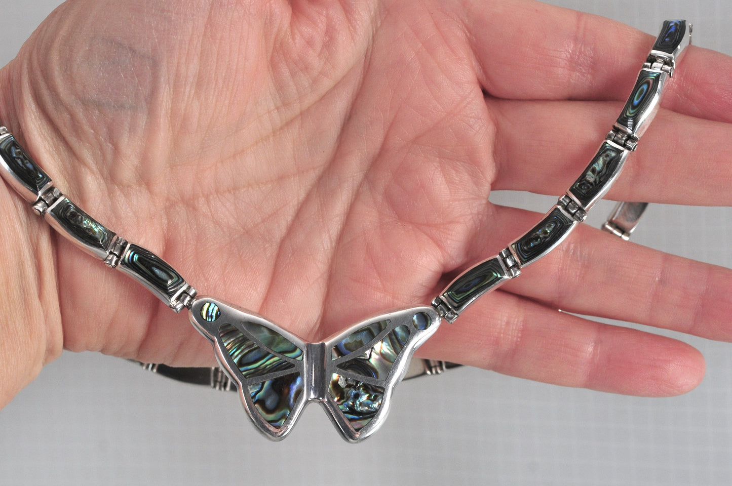 Montero 950 Silver Abalone Inlay Butterfly Necklace
