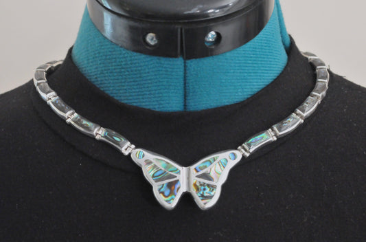 Montero 950 Silver Abalone Inlay Butterfly Necklace